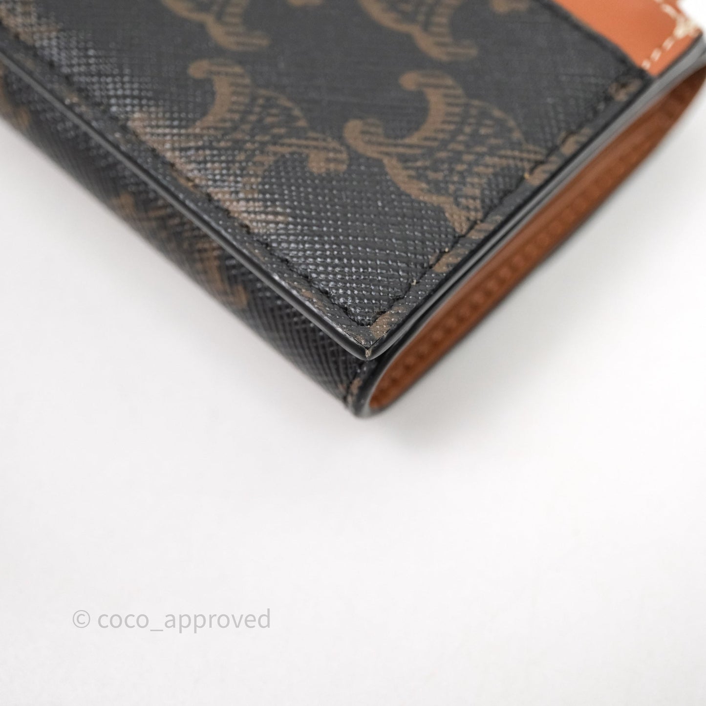 Celine Compact Wallet with Coin Triomphe Canvas Tan Lambskin