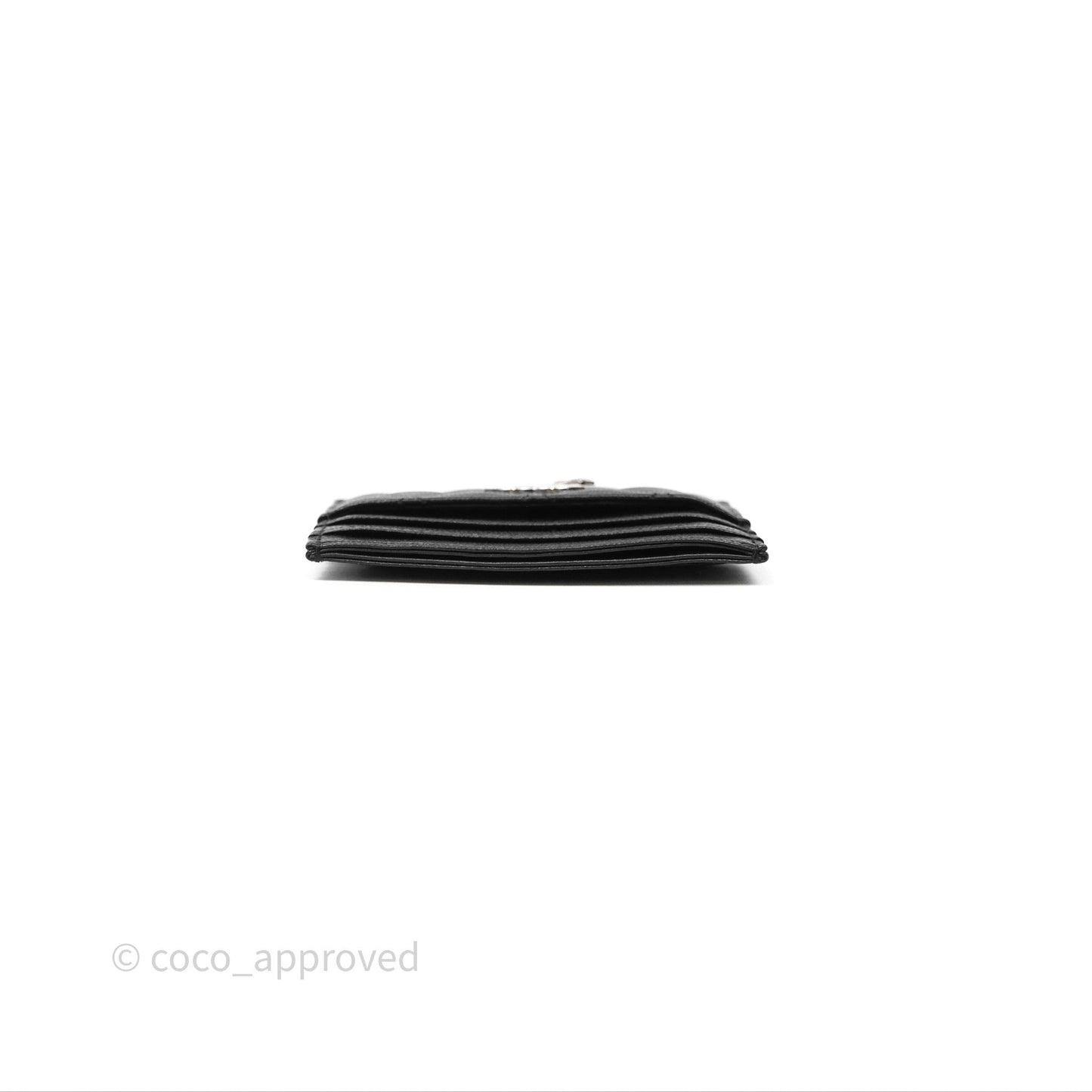 Chanel Quilted Flat Card Holder Black Caviar Silver Hardware