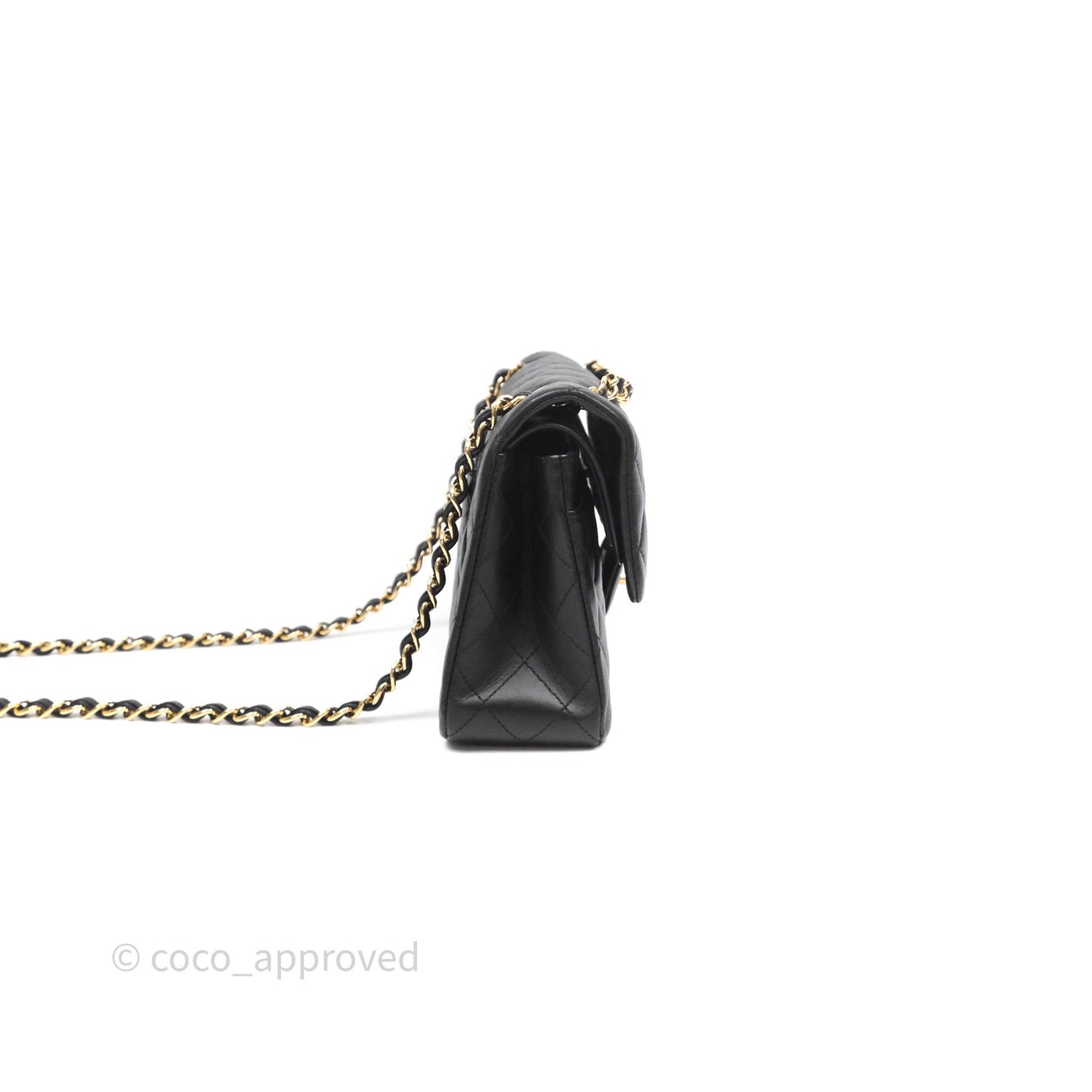 Chanel Small Classic Flap Quilted Black Lambskin Gold Hardware