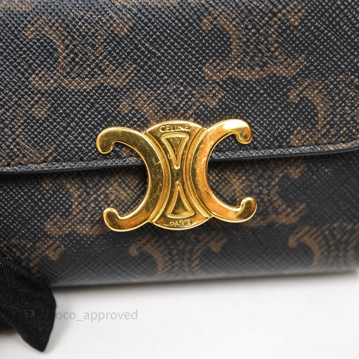 Celine Compact Wallet with Coin Triomphe Canvas Tan Lambskin