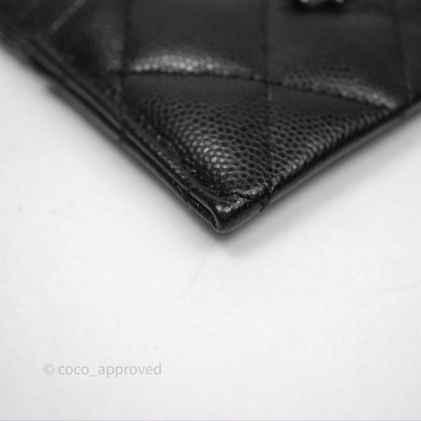 Chanel Quilted Flat Card Holder Black Caviar Silver Hardware