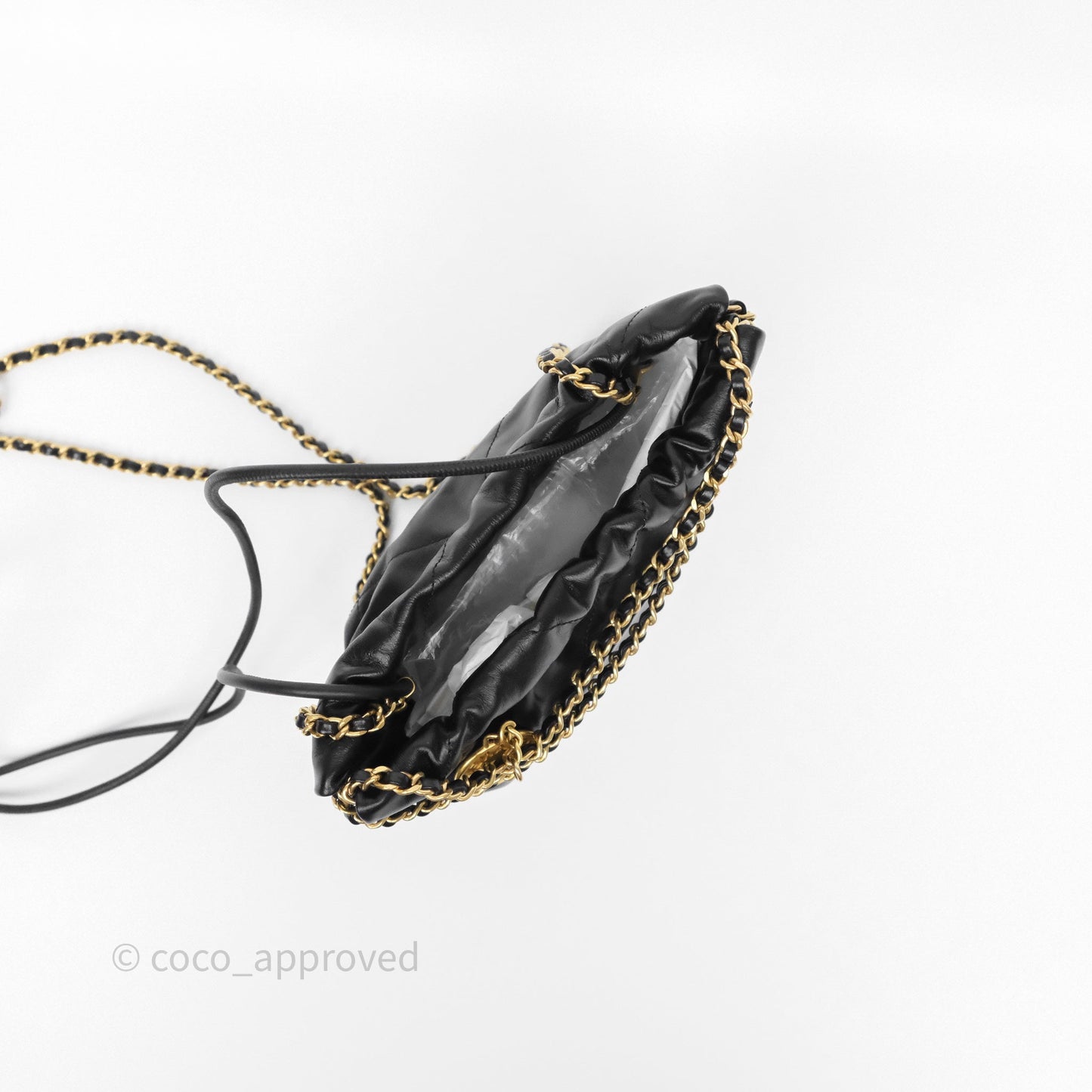 Chanel 22 Mini Bag Black Crumpled Calfskin Aged Gold Hardware
