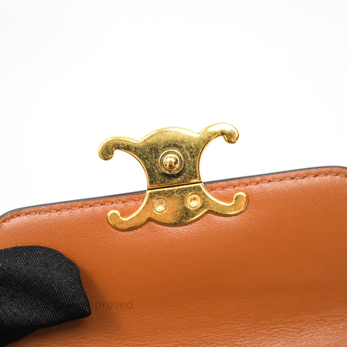 Celine Compact Wallet with Coin Triomphe Canvas Tan Lambskin