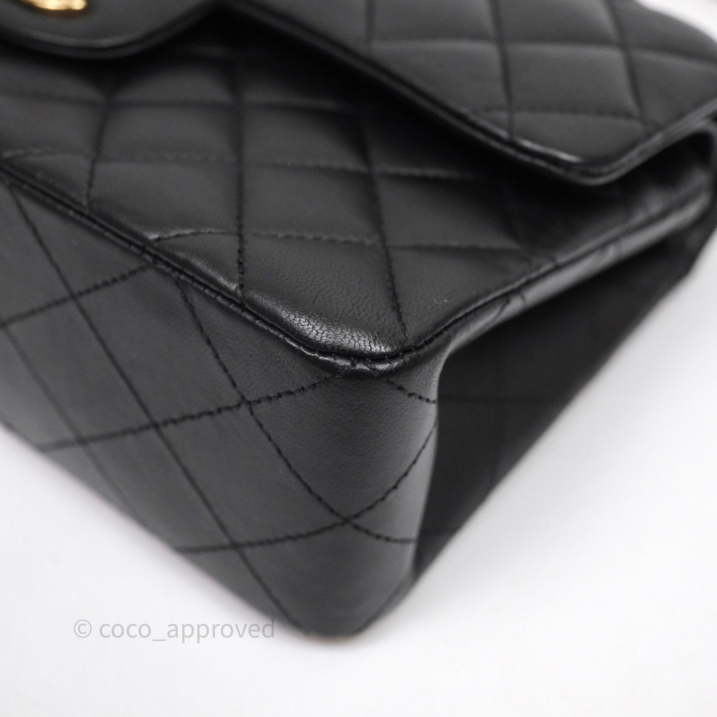 Chanel Small Classic Flap Quilted Black Lambskin Gold Hardware