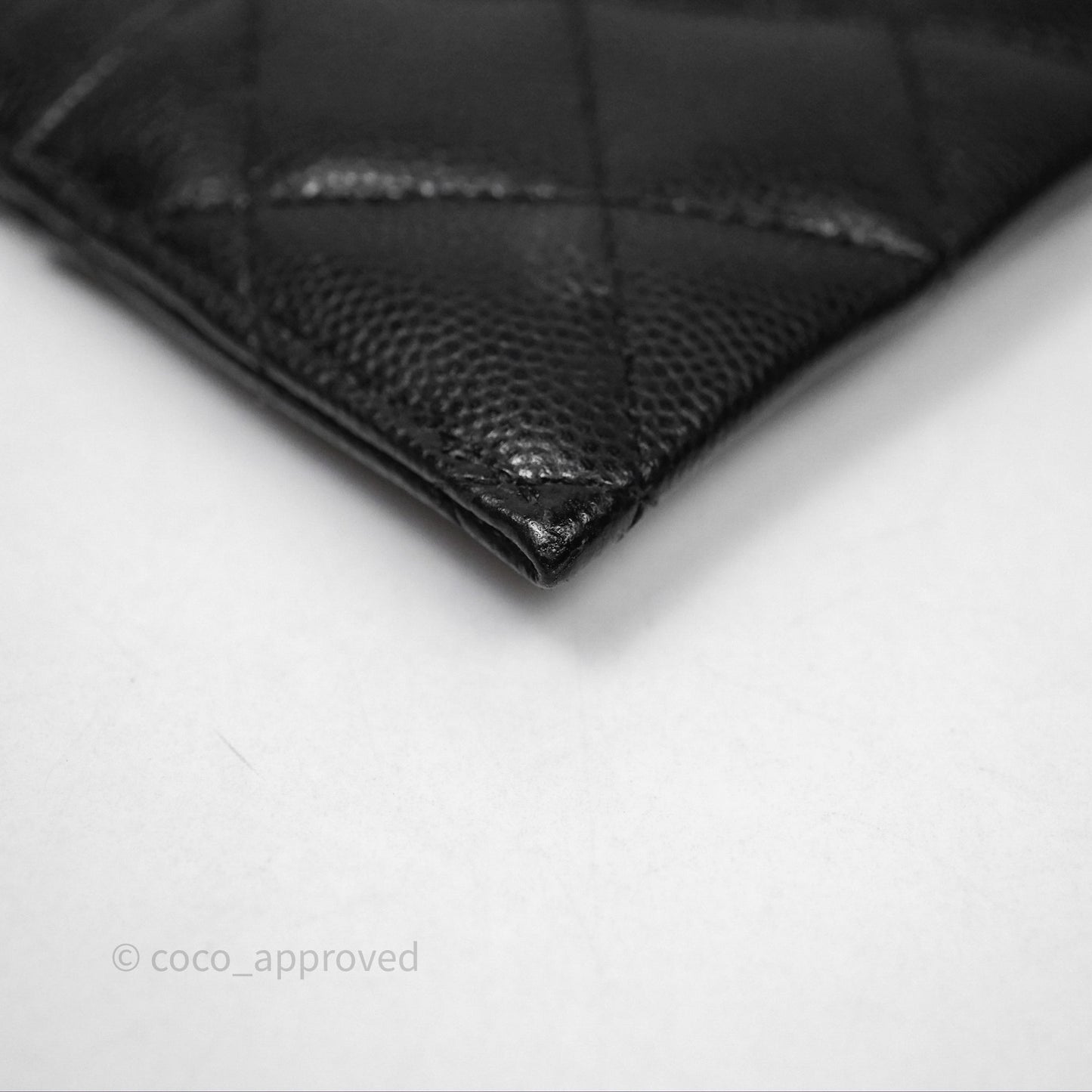 Chanel Quilted Flat Card Holder Black Caviar Silver Hardware