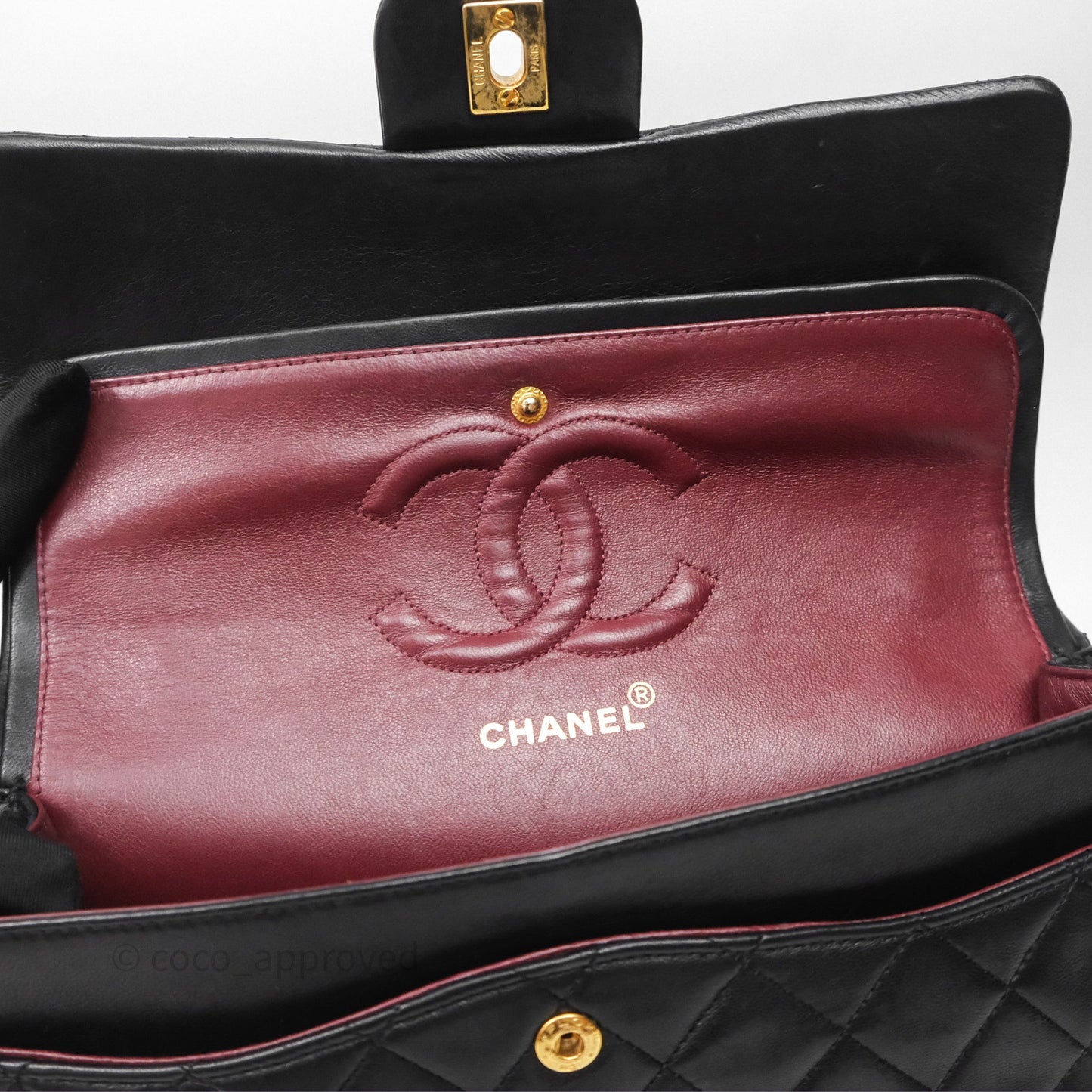 Chanel Classic Vintage Double Flap M/L Black Lambskin Gold Hardware