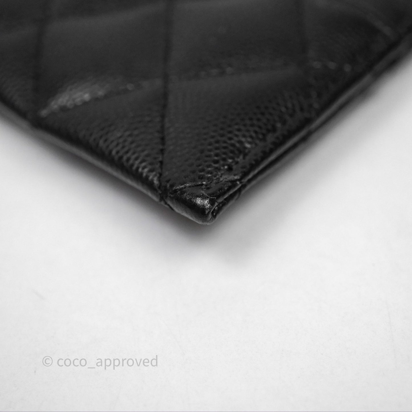 Chanel Quilted Flat Card Holder Black Caviar Silver Hardware