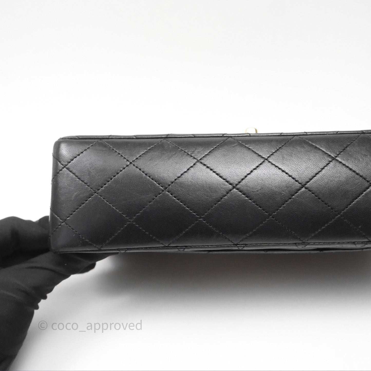 Chanel Classic Vintage Double Flap M/L Black Lambskin Gold Hardware