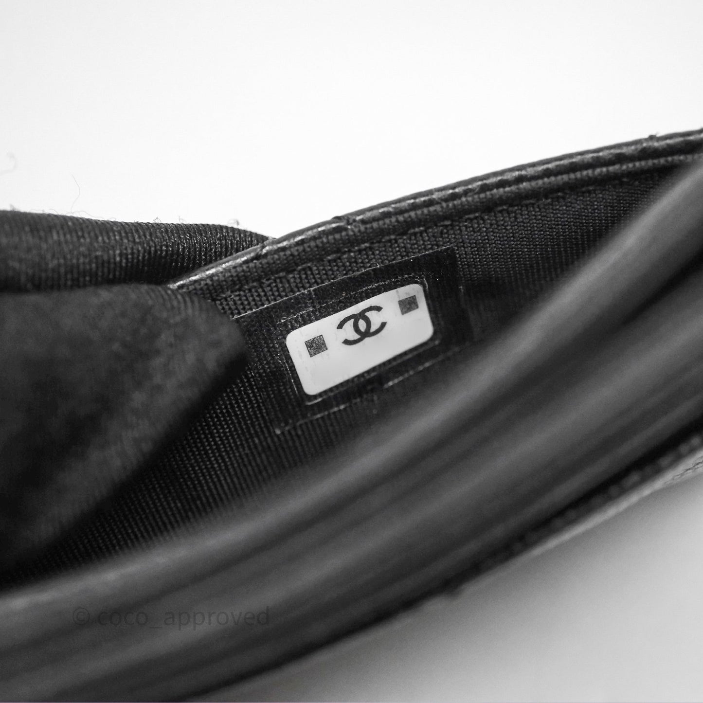 Chanel Quilted Flat Card Holder Black Caviar Silver Hardware
