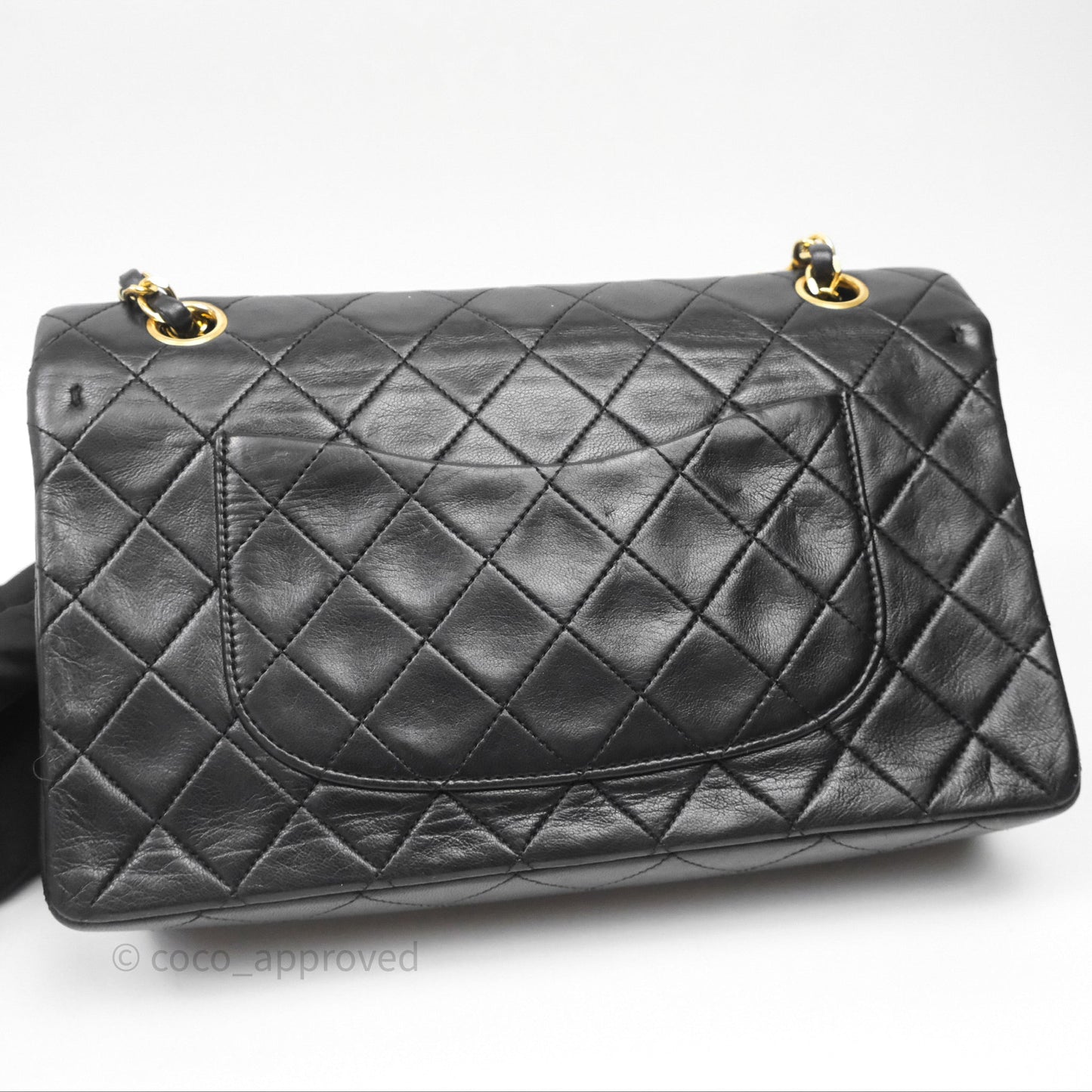Chanel Classic Vintage Double Flap M/L Black Lambskin Gold Hardware