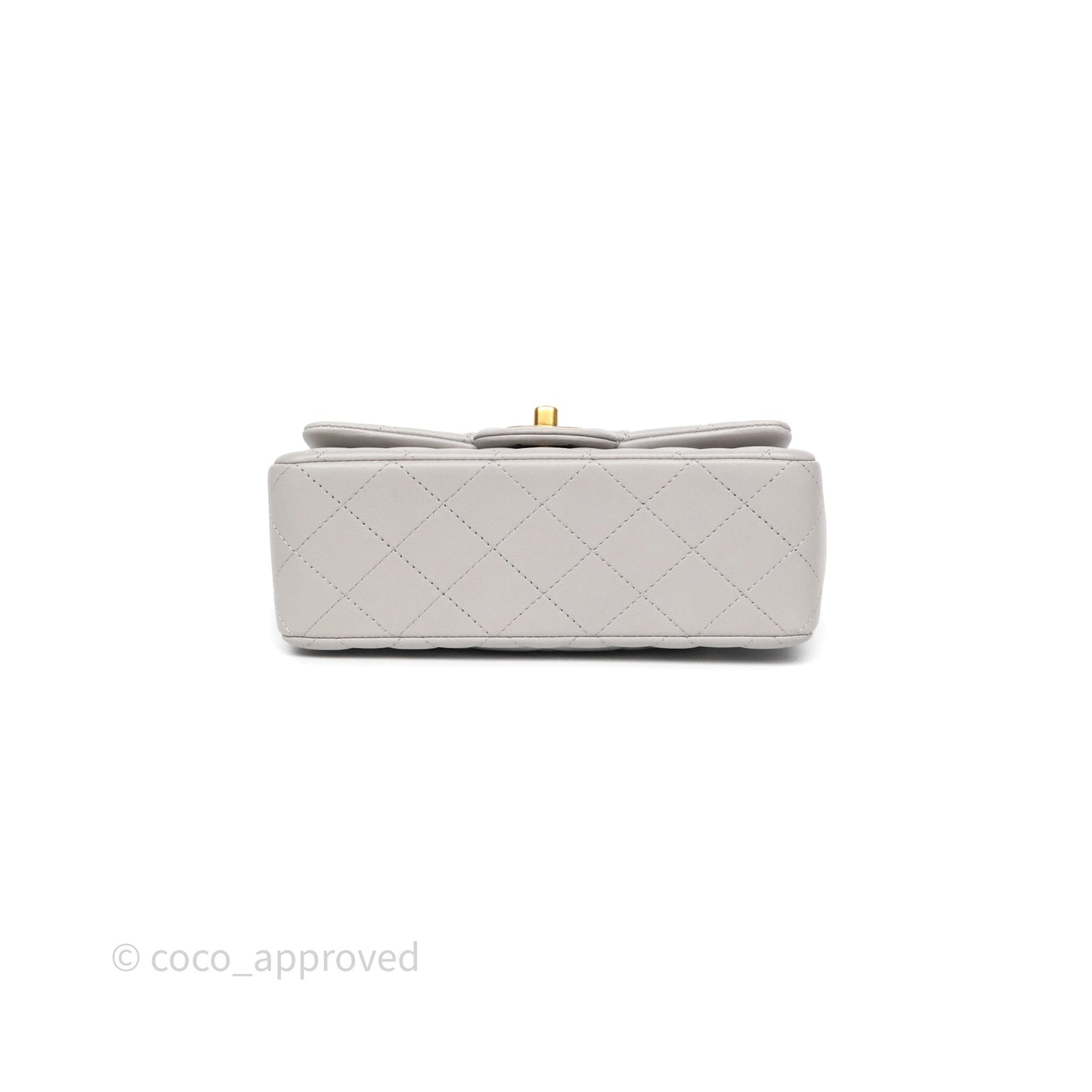 Chanel Top Handle Mini Rectangular Flap Grey Lambskin Aged Gold Hardware
