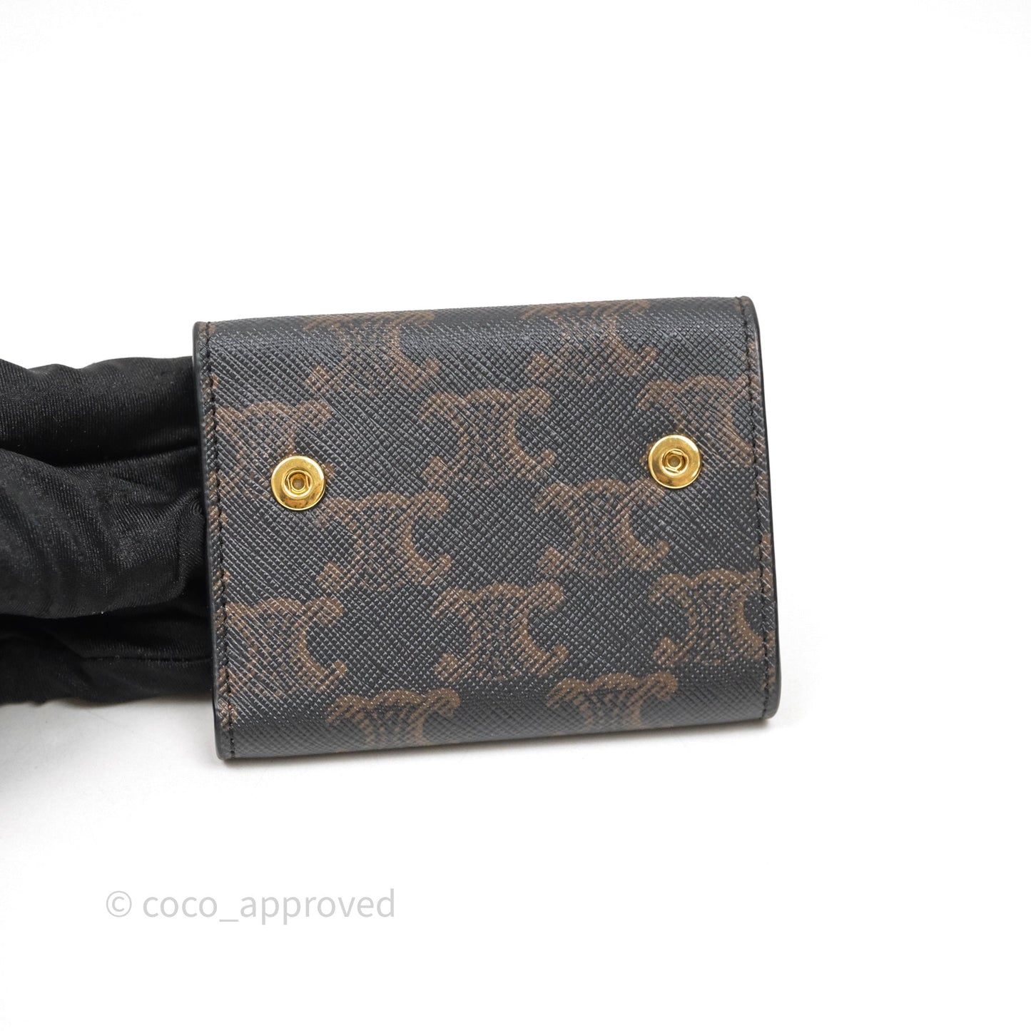 Celine Compact Wallet with Coin Triomphe Canvas Tan Lambskin