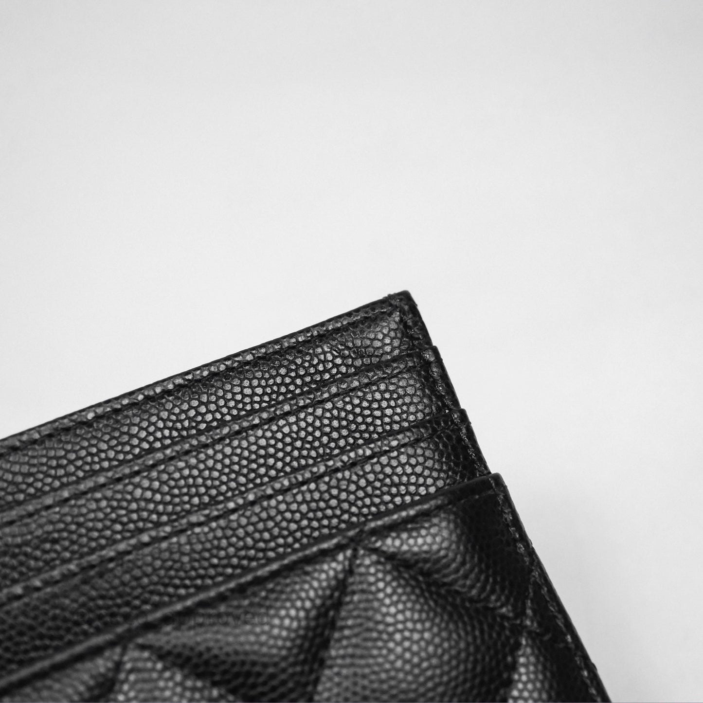 Chanel Quilted Flat Card Holder Black Caviar Silver Hardware