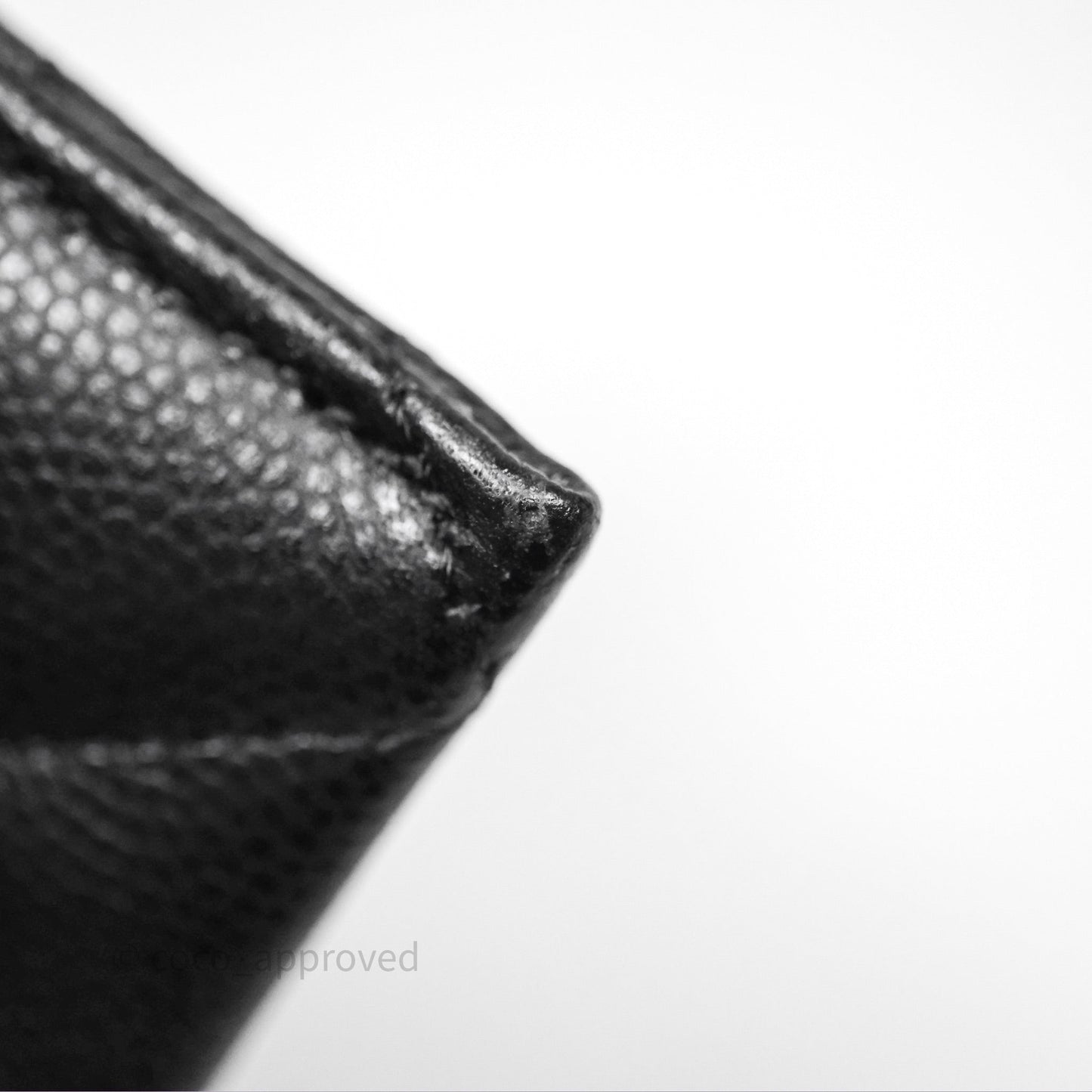 Chanel Quilted Flat Card Holder Black Caviar Silver Hardware