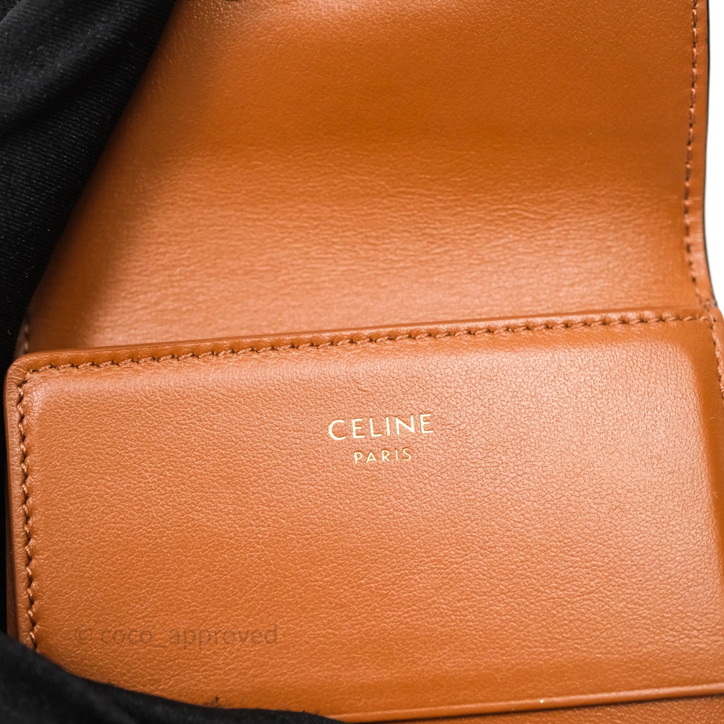 Celine Compact Wallet with Coin Triomphe Canvas Tan Lambskin