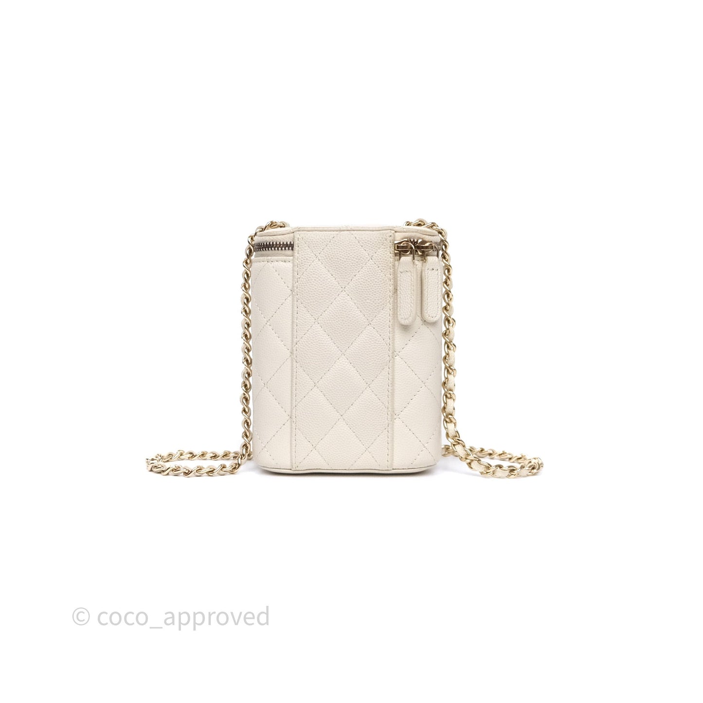 Chanel Classic Mini Vanity With Chain Light Beige Caviar Gold Hardware