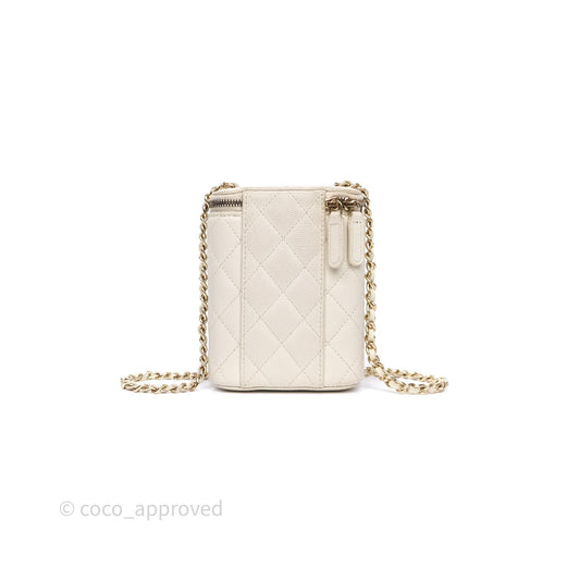 Chanel Classic Mini Vanity With Chain Light Beige Caviar Gold Hardware