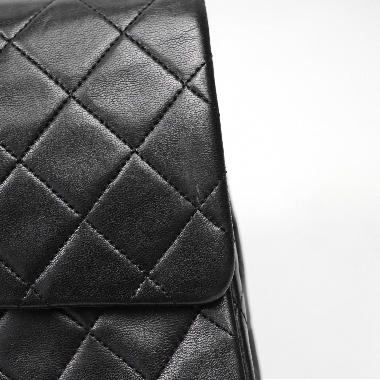 Chanel Classic Vintage Double Flap M/L Black Lambskin Gold Hardware