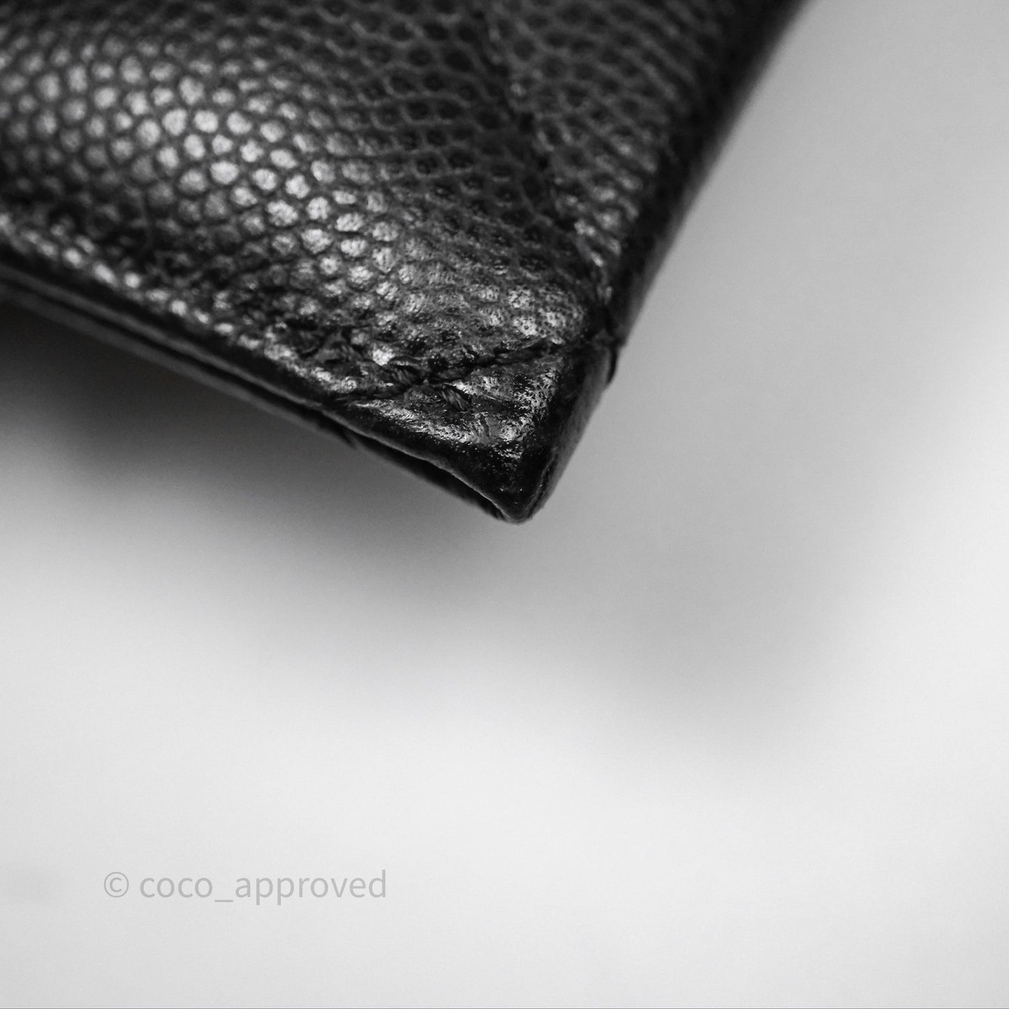 Chanel Quilted Flat Card Holder Black Caviar Silver Hardware
