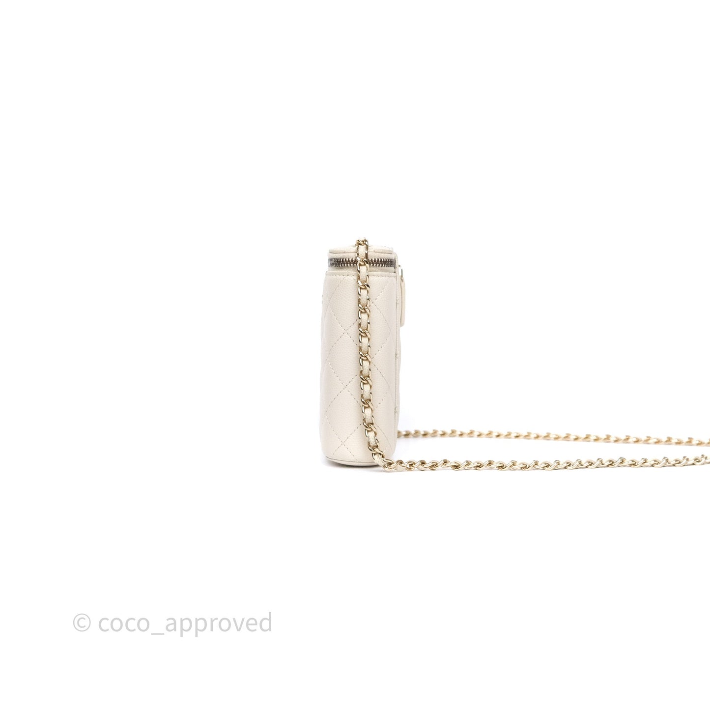 Chanel Classic Mini Vanity With Chain Light Beige Caviar Gold Hardware