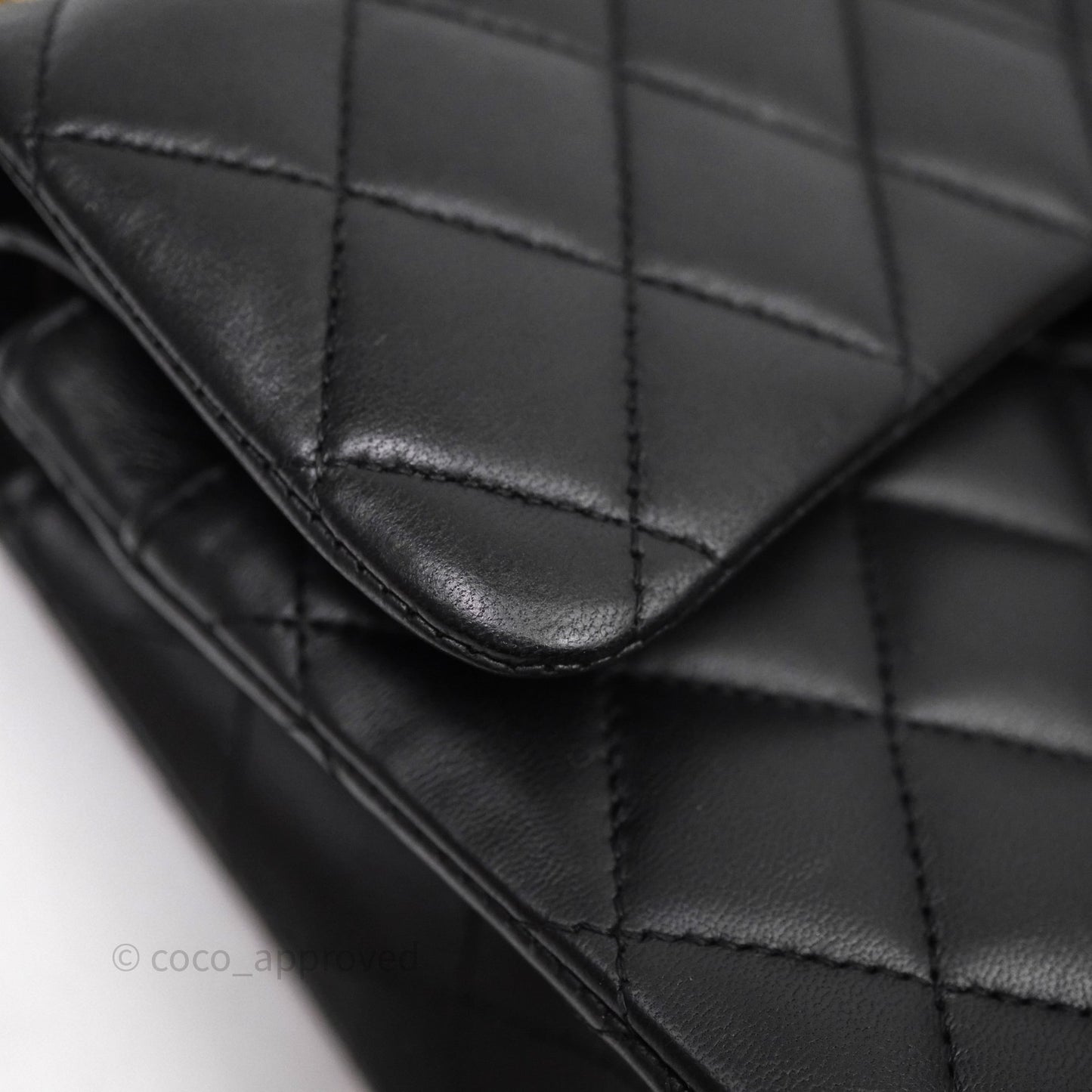 Chanel Small Classic Flap Quilted Black Lambskin Gold Hardware