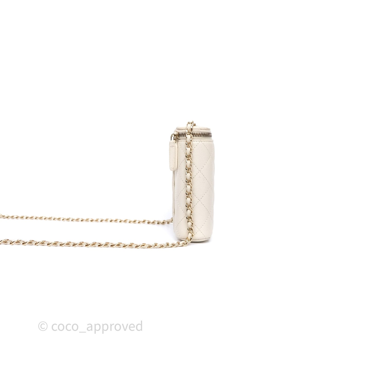 Chanel Classic Mini Vanity With Chain Light Beige Caviar Gold Hardware