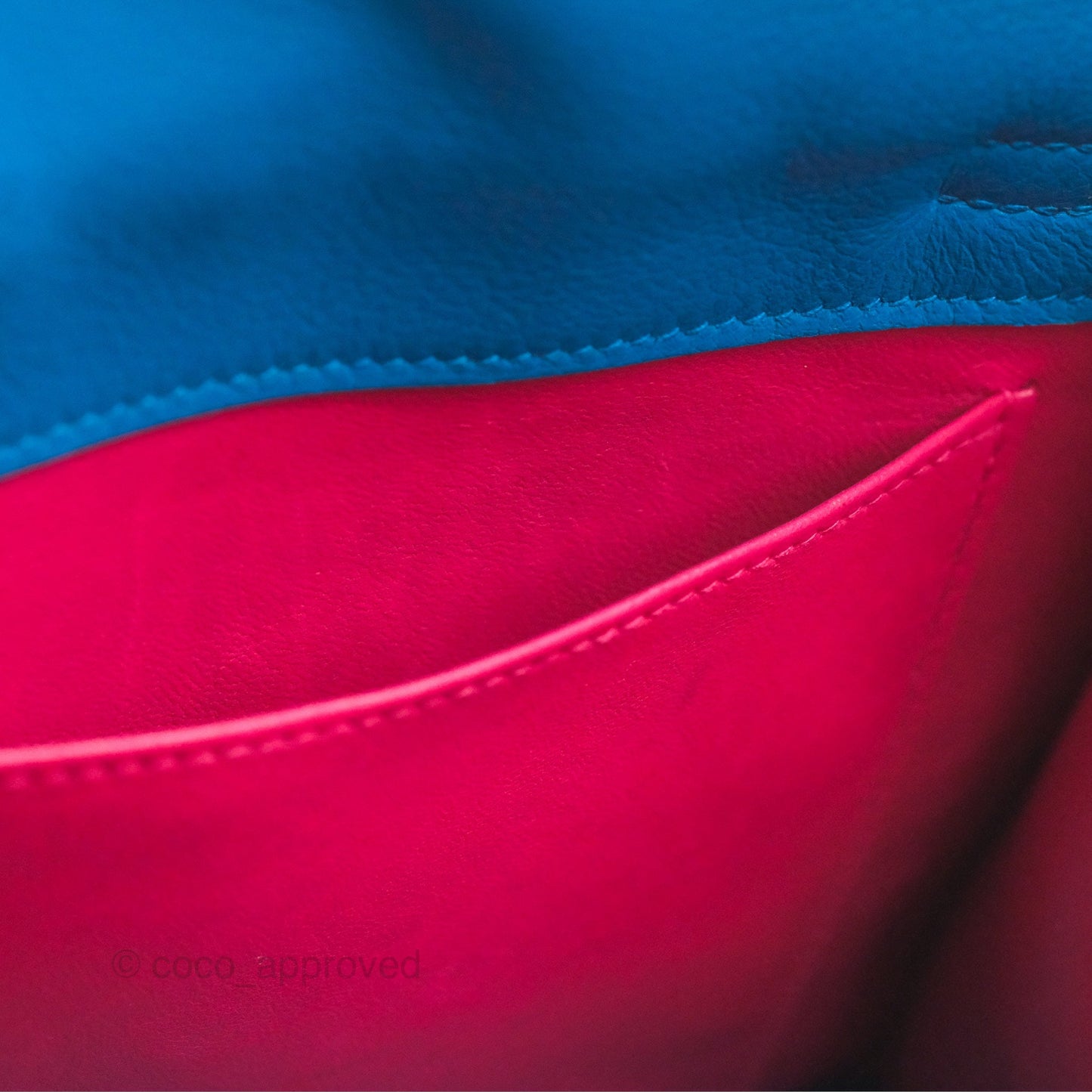 Hermès Kelly Danse II Bag Verso Veau Evercolor Bleu Frida/ Rose Mexico Palladium Hardware