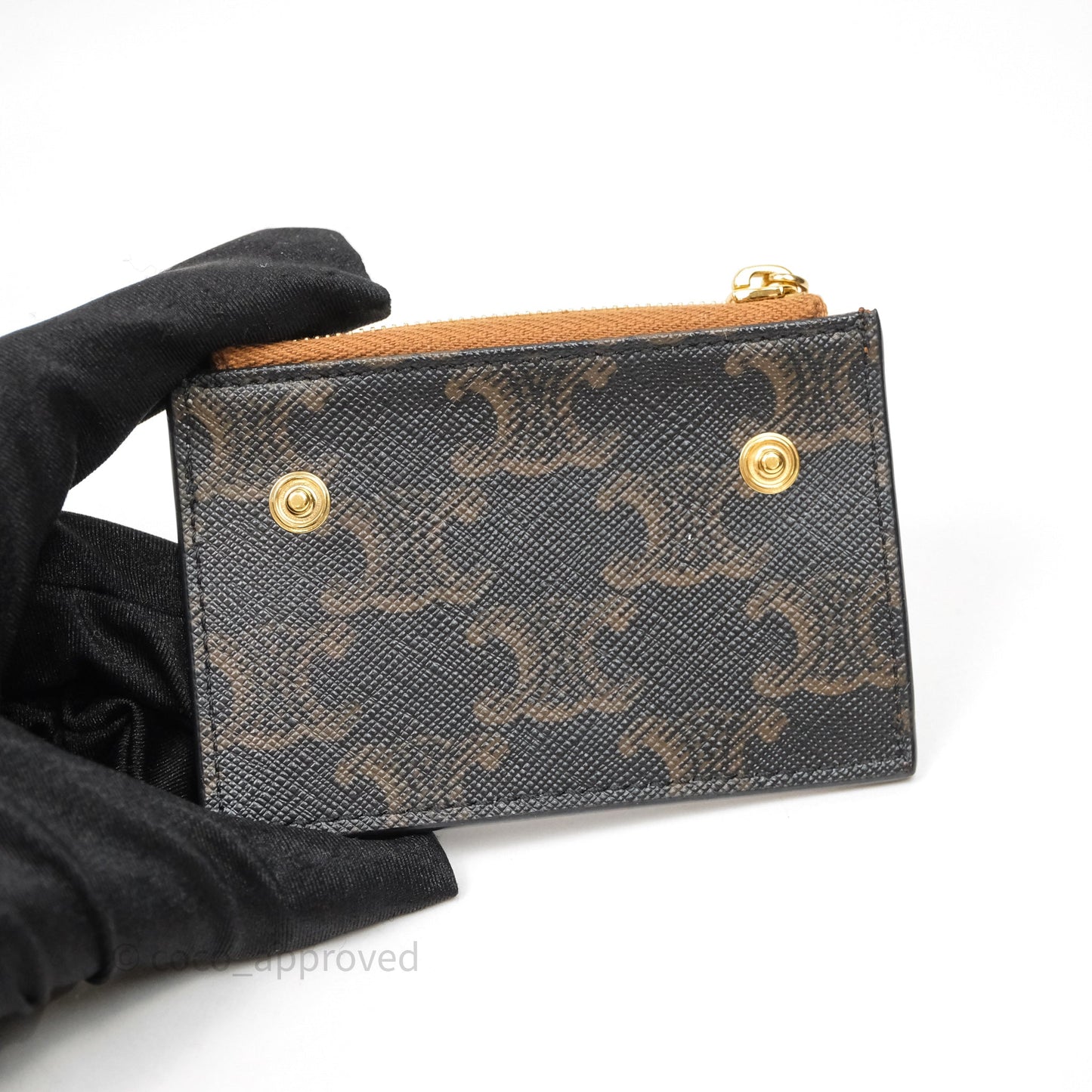 Celine Compact Wallet with Coin Triomphe Canvas Tan Lambskin