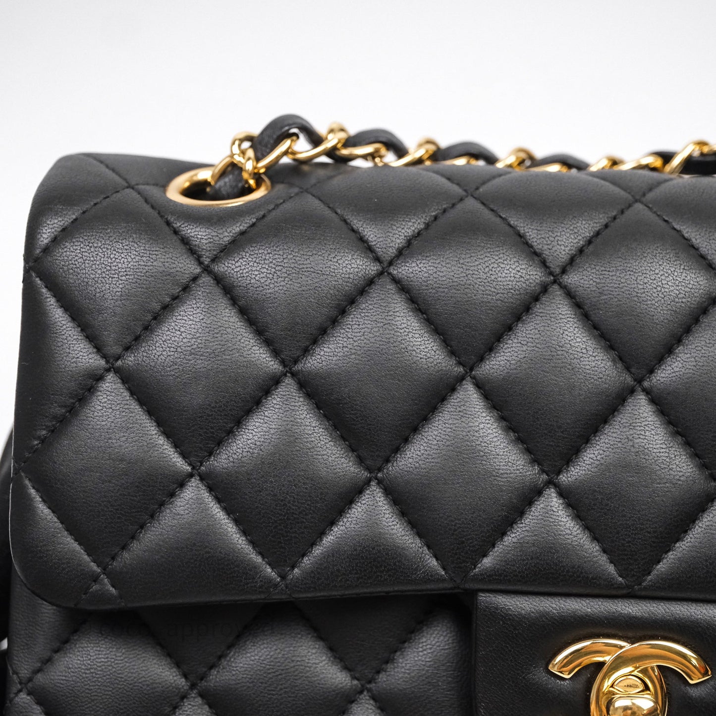 Chanel Small Classic Flap Quilted Black Lambskin Gold Hardware