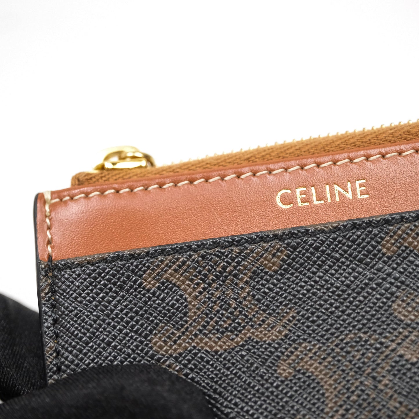 Celine Compact Wallet with Coin Triomphe Canvas Tan Lambskin