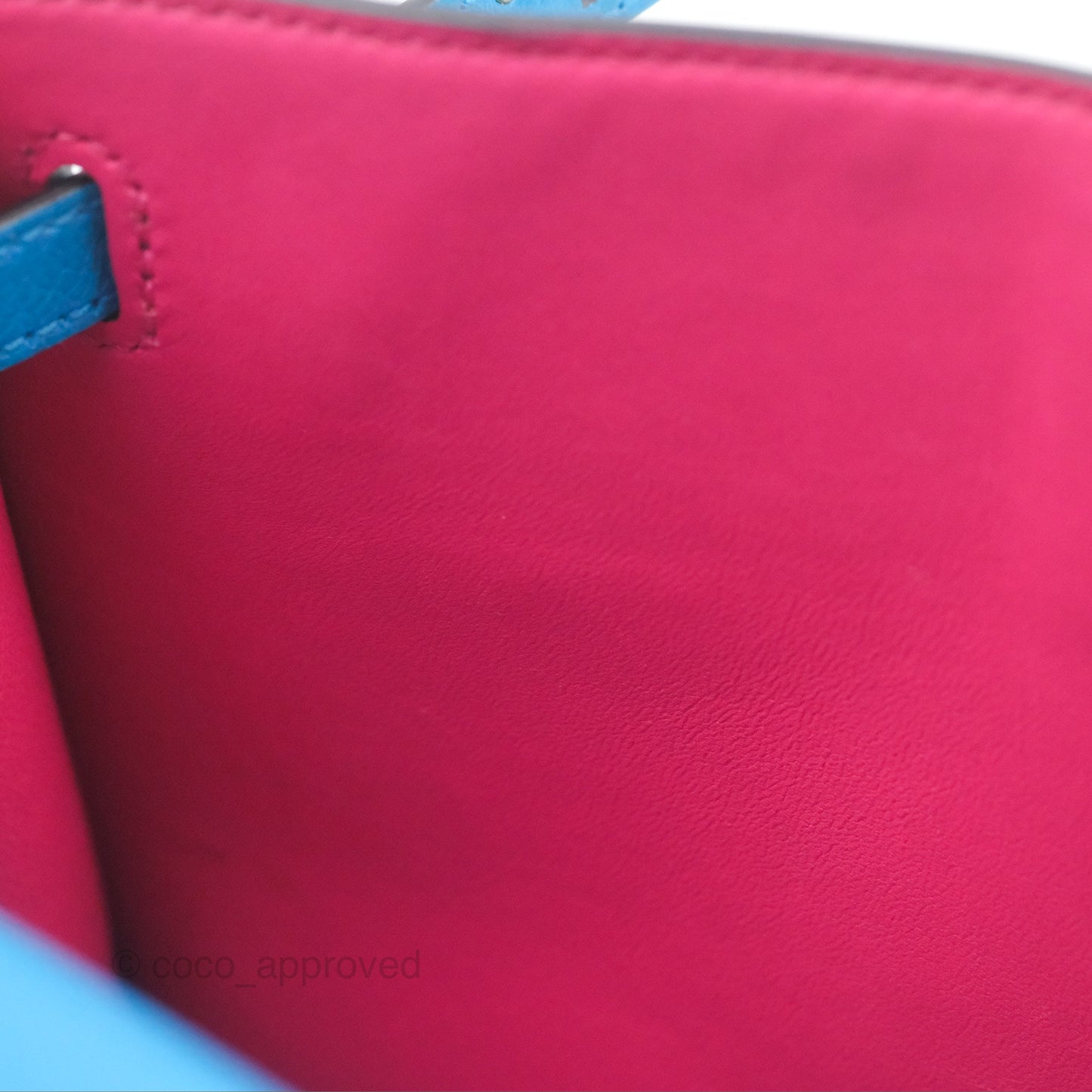 Hermès Kelly Danse II Bag Verso Veau Evercolor Bleu Frida/ Rose Mexico Palladium Hardware