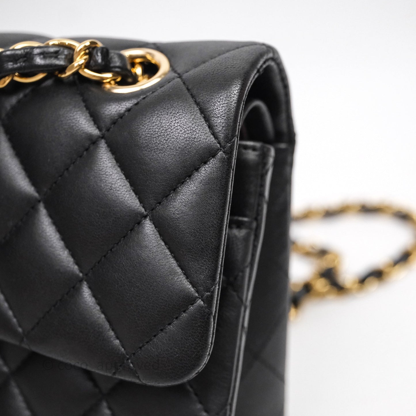 Chanel Small Classic Flap Quilted Black Lambskin Gold Hardware