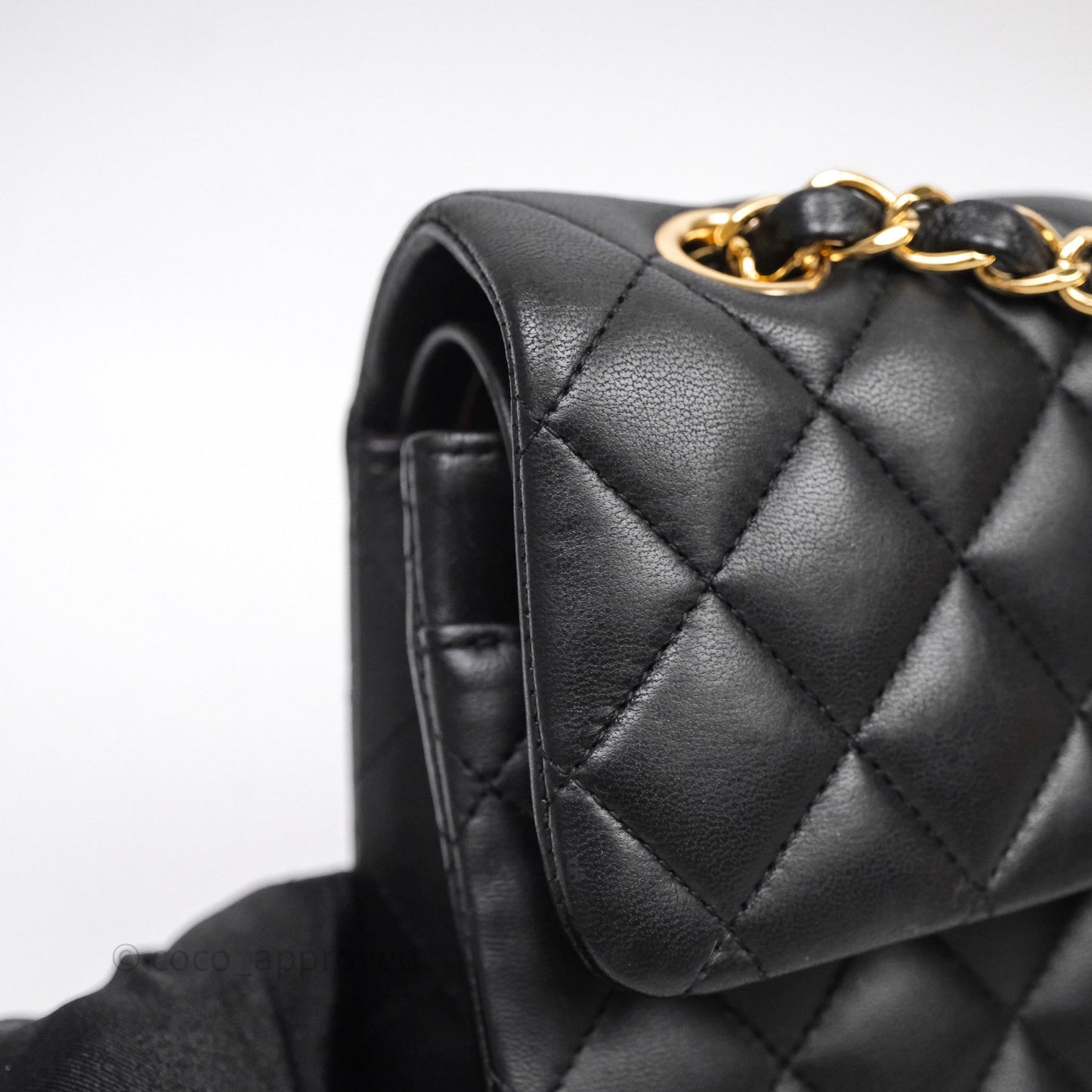 Chanel Small Classic Flap Quilted Black Lambskin Gold Hardware