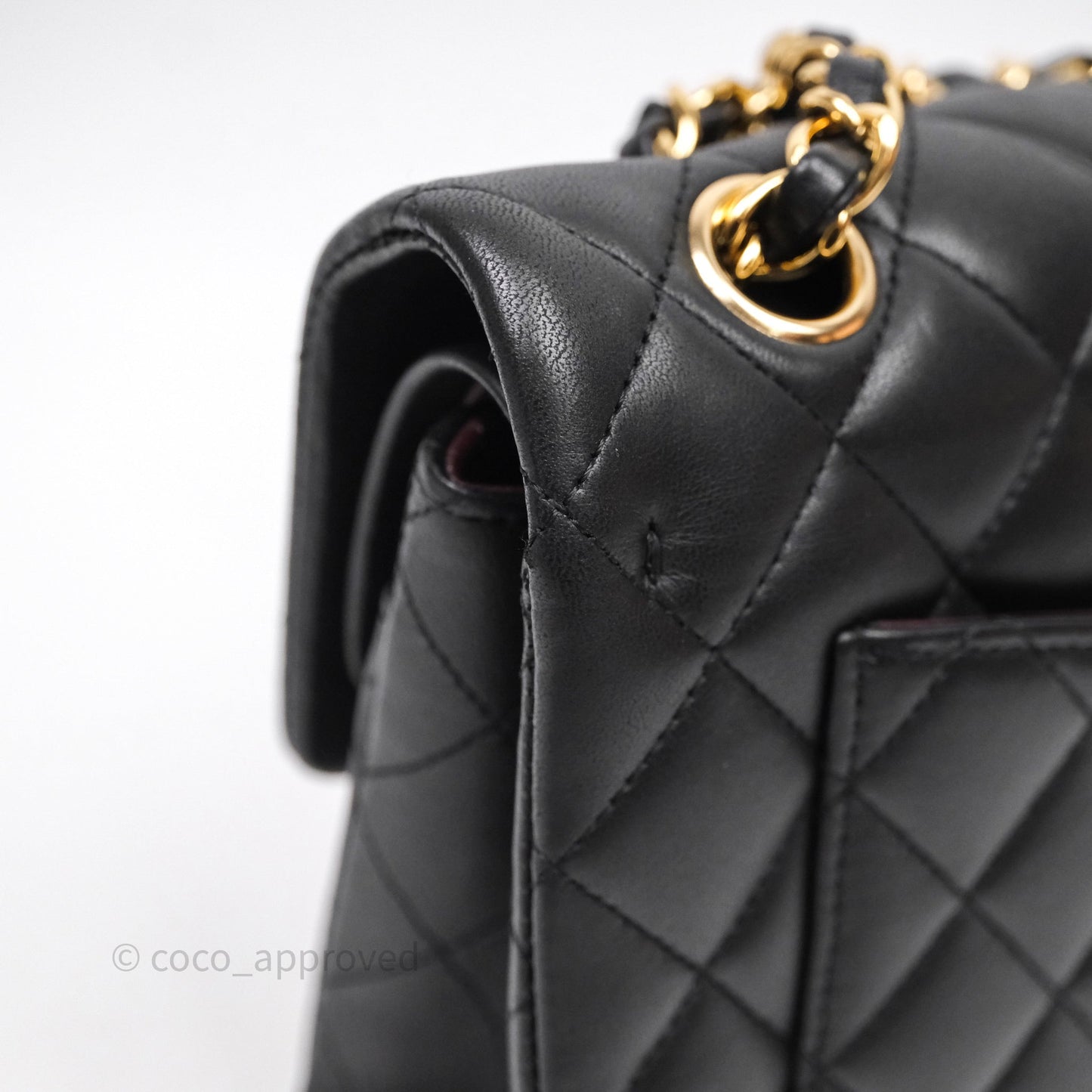 Chanel Small Classic Flap Quilted Black Lambskin Gold Hardware