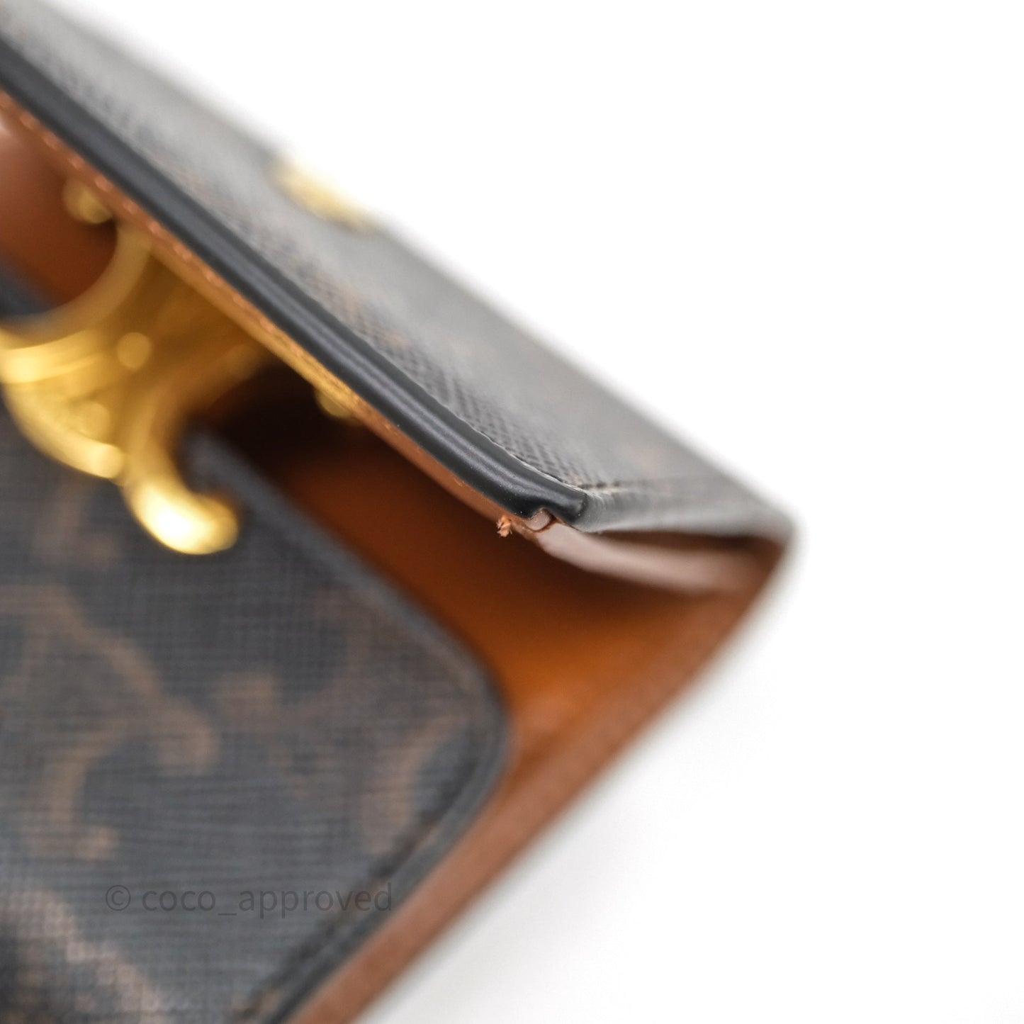 Celine Compact Wallet with Coin Triomphe Canvas Tan Lambskin