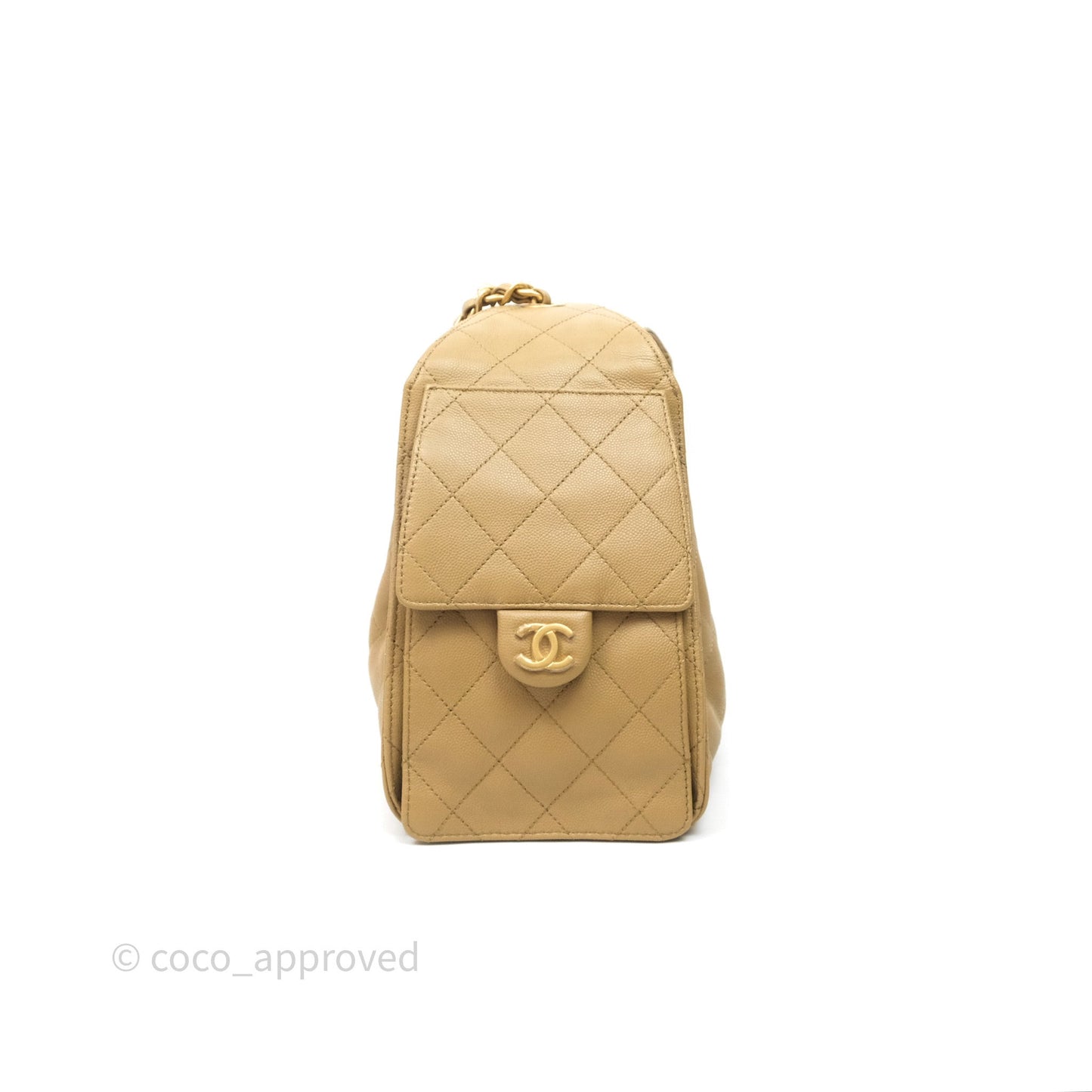 Chanel 25 Small Beige Caviar Aged Gold Hardware