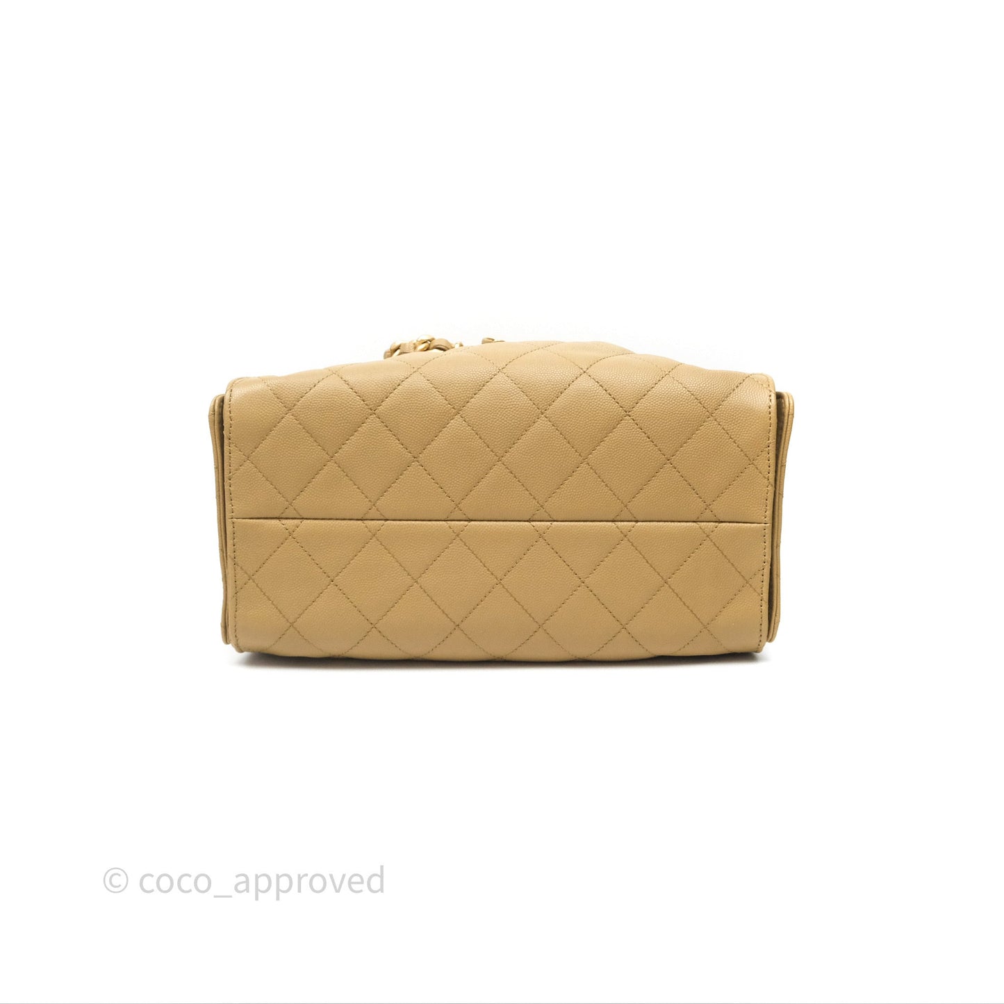 Chanel 25 Small Beige Caviar Aged Gold Hardware