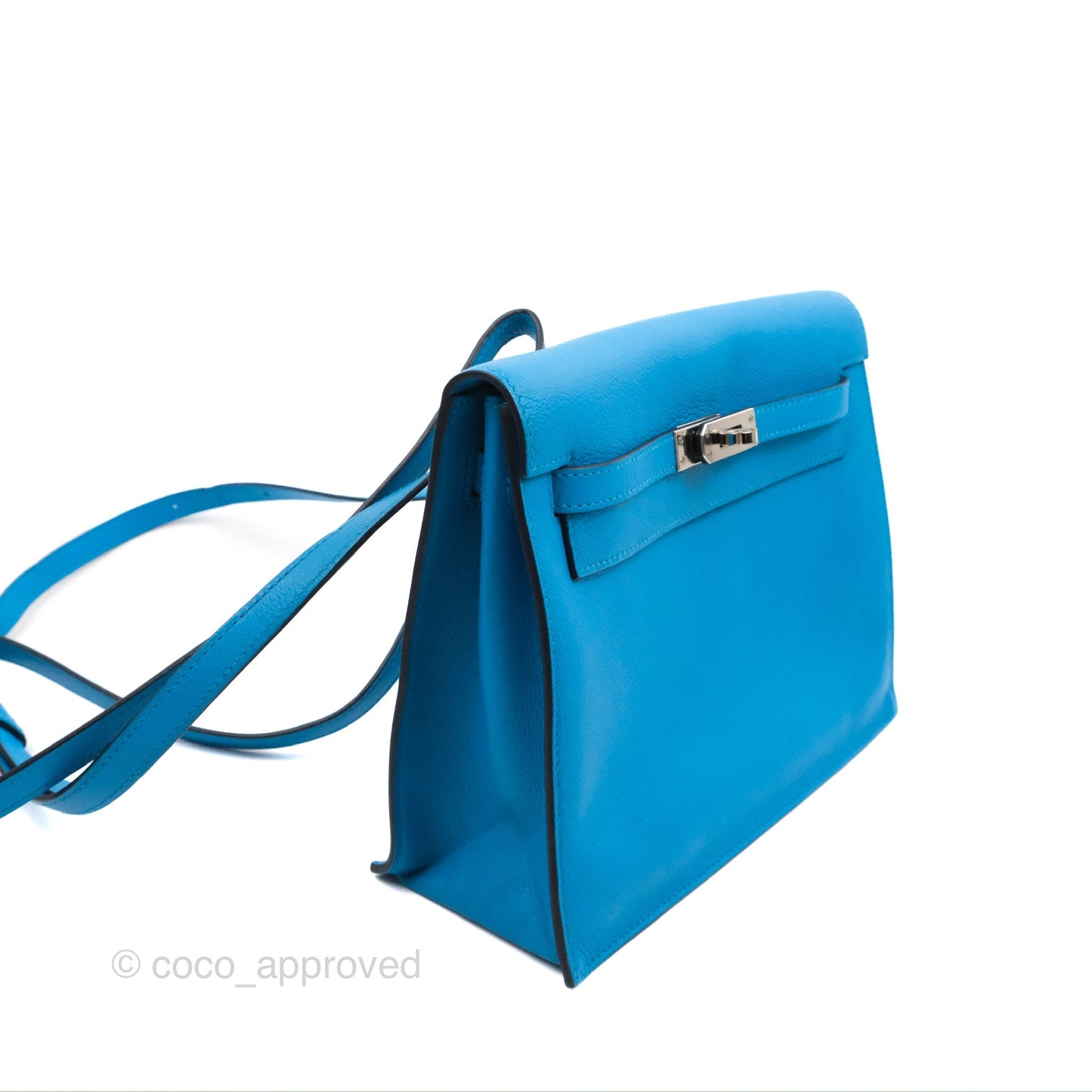 Hermès Kelly Danse II Bag Verso Veau Evercolor Bleu Frida/ Rose Mexico Palladium Hardware