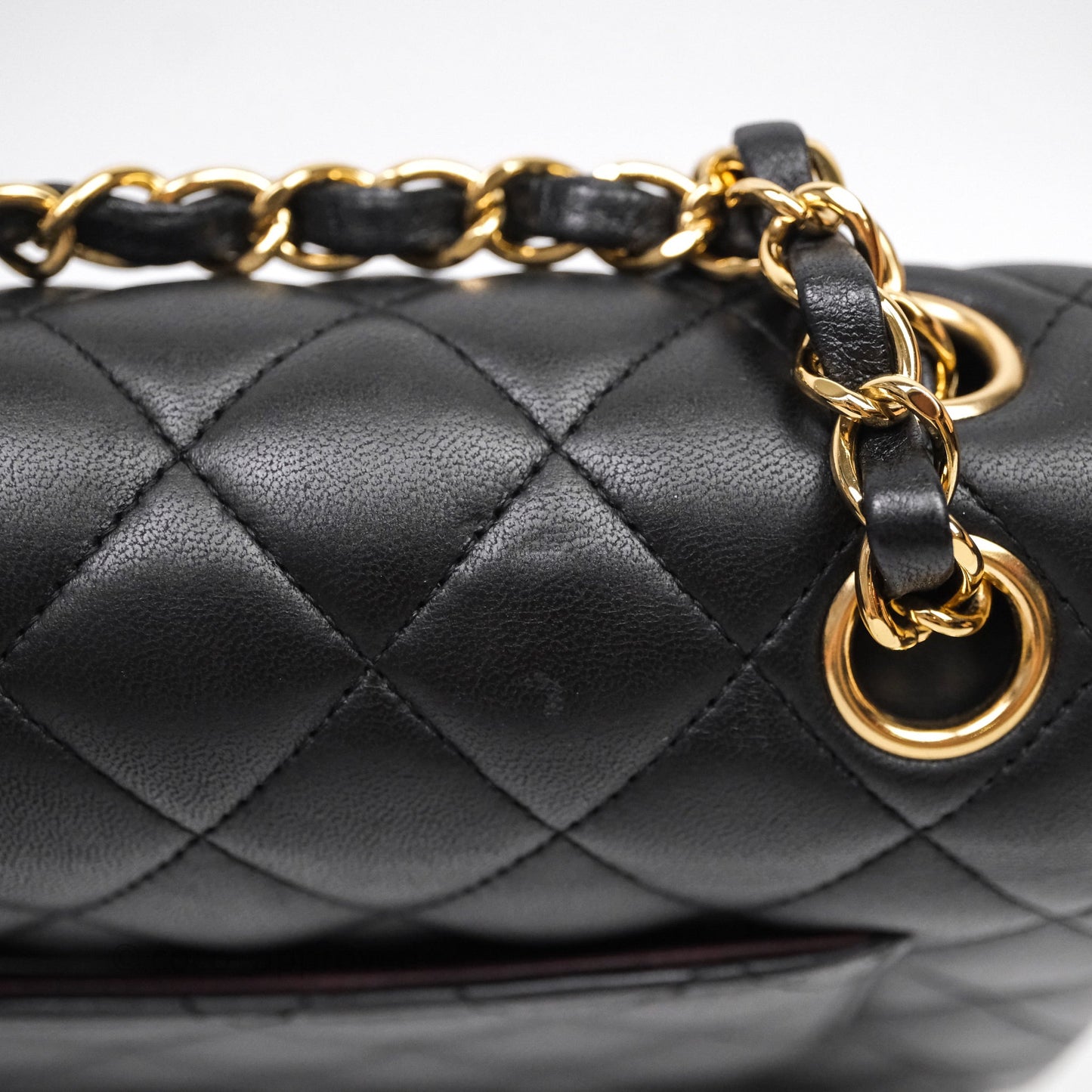 Chanel Small Classic Flap Quilted Black Lambskin Gold Hardware