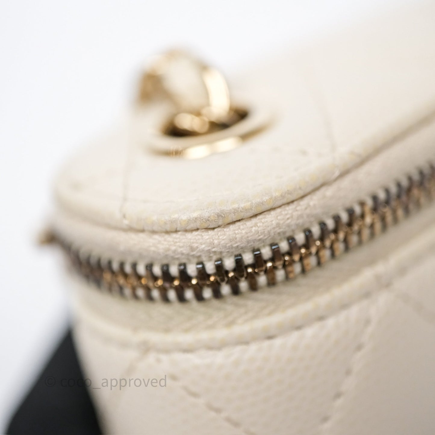 Chanel Classic Mini Vanity With Chain Light Beige Caviar Gold Hardware