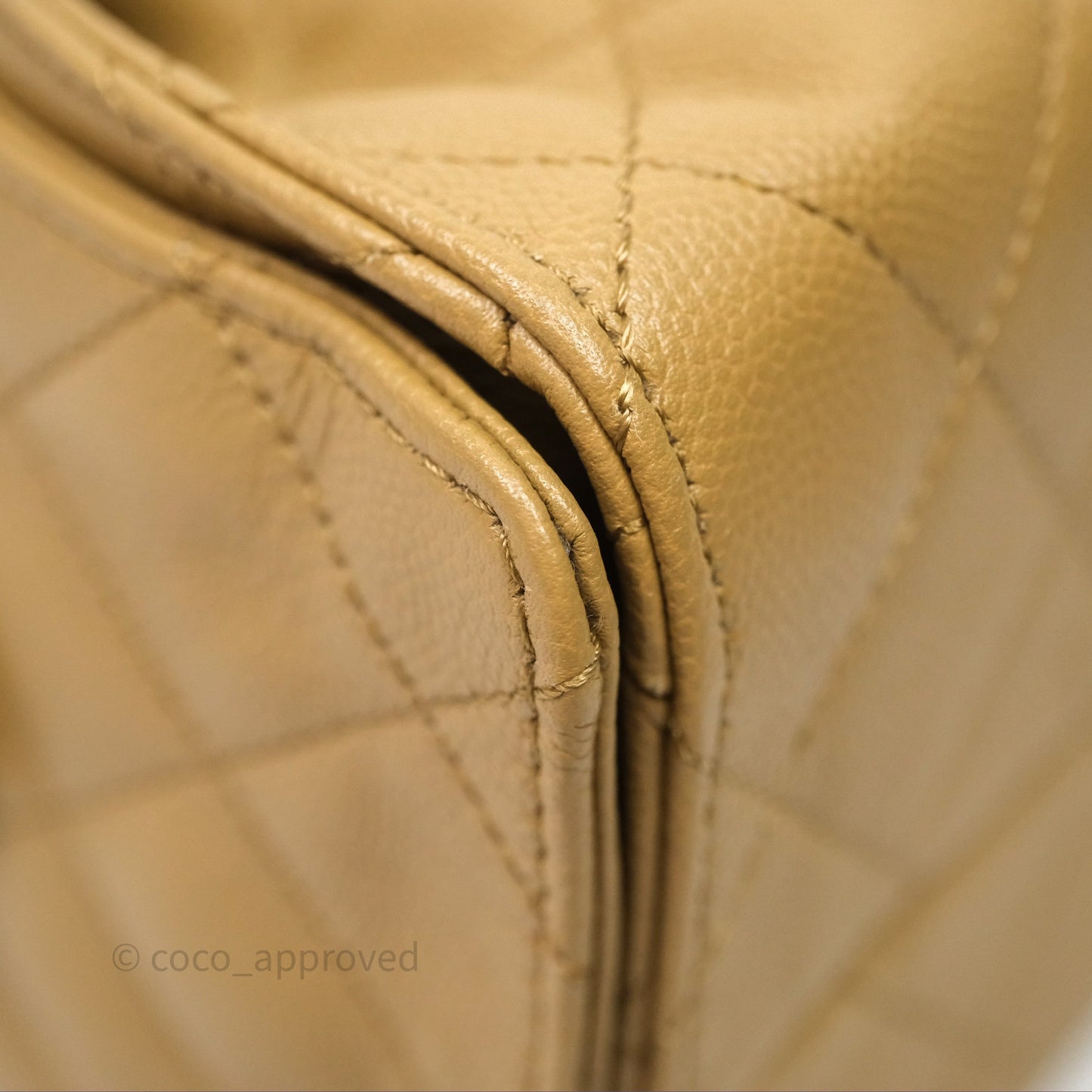 Chanel 25 Small Beige Caviar Aged Gold Hardware