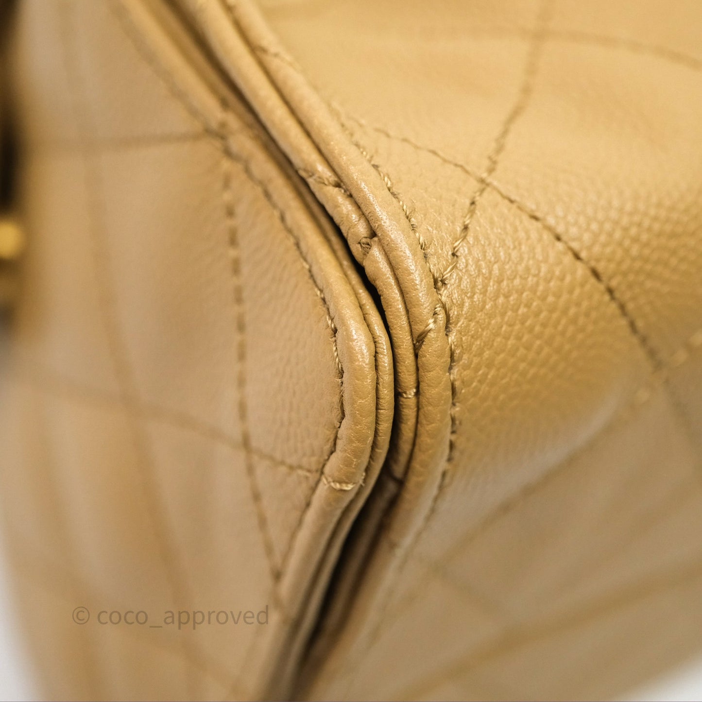 Chanel 25 Small Beige Caviar Aged Gold Hardware
