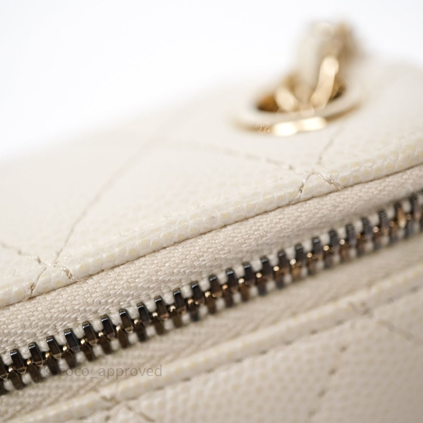 Chanel Classic Mini Vanity With Chain Light Beige Caviar Gold Hardware