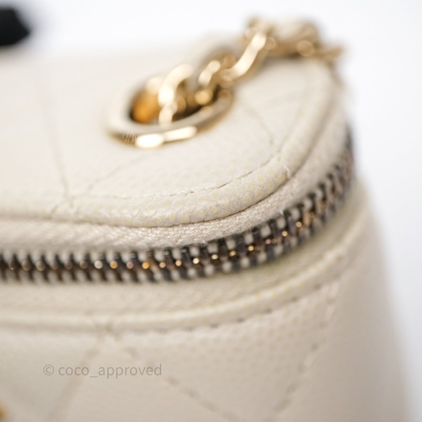 Chanel Classic Mini Vanity With Chain Light Beige Caviar Gold Hardware