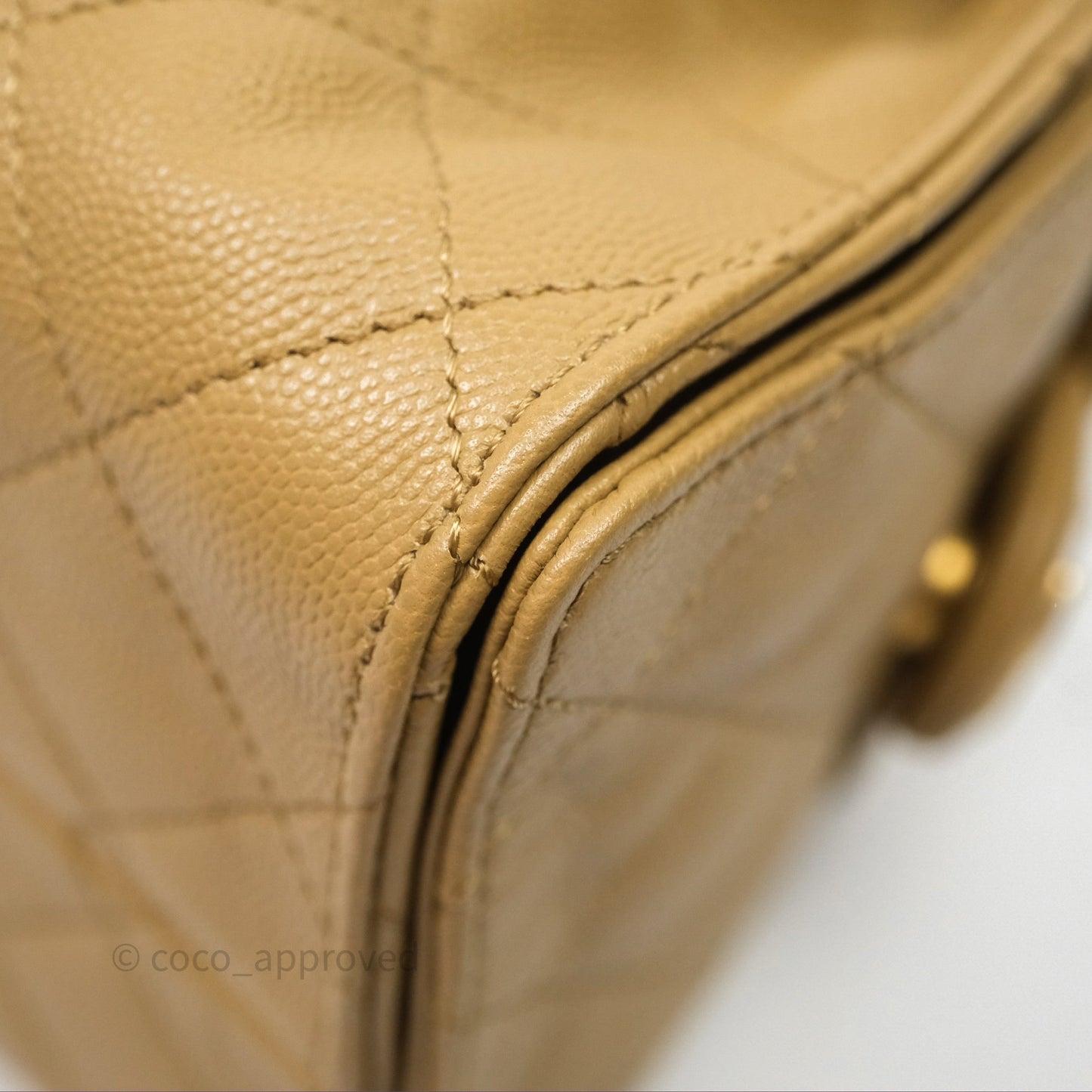 Chanel 25 Small Beige Caviar Aged Gold Hardware