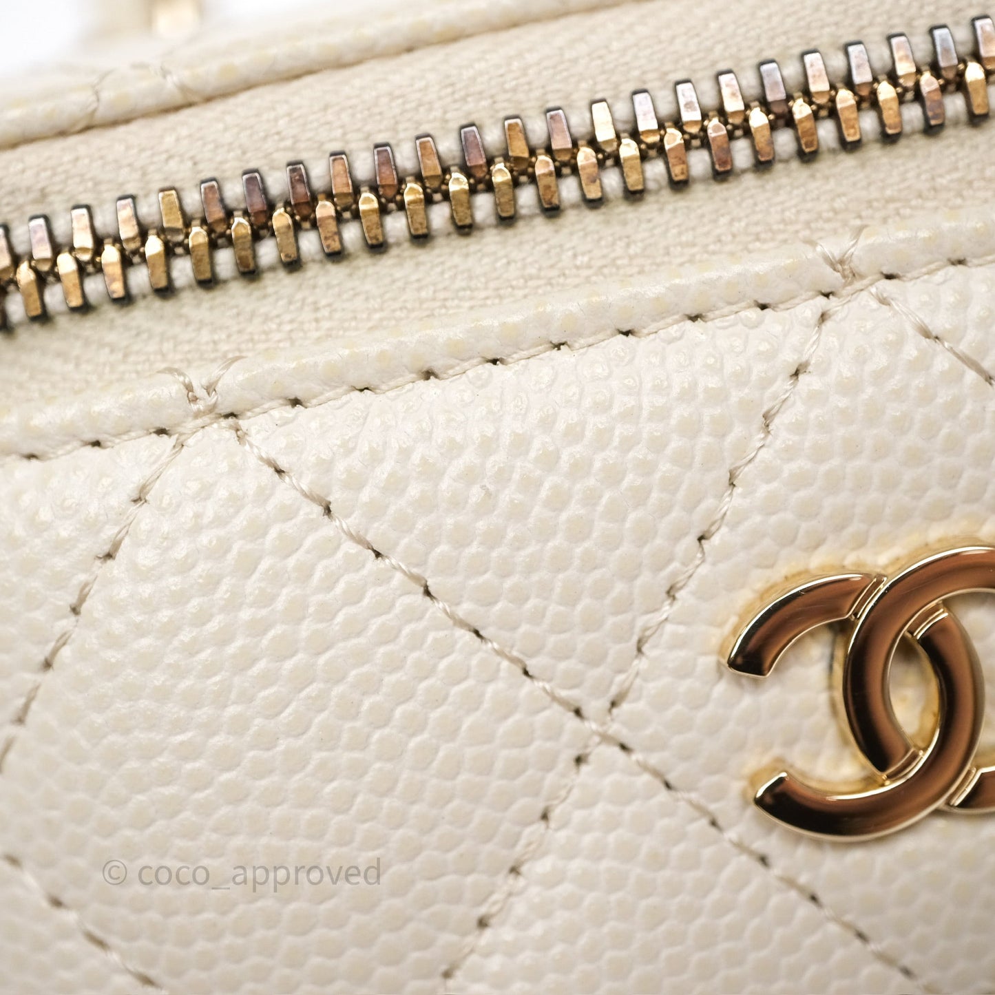 Chanel Classic Mini Vanity With Chain Light Beige Caviar Gold Hardware