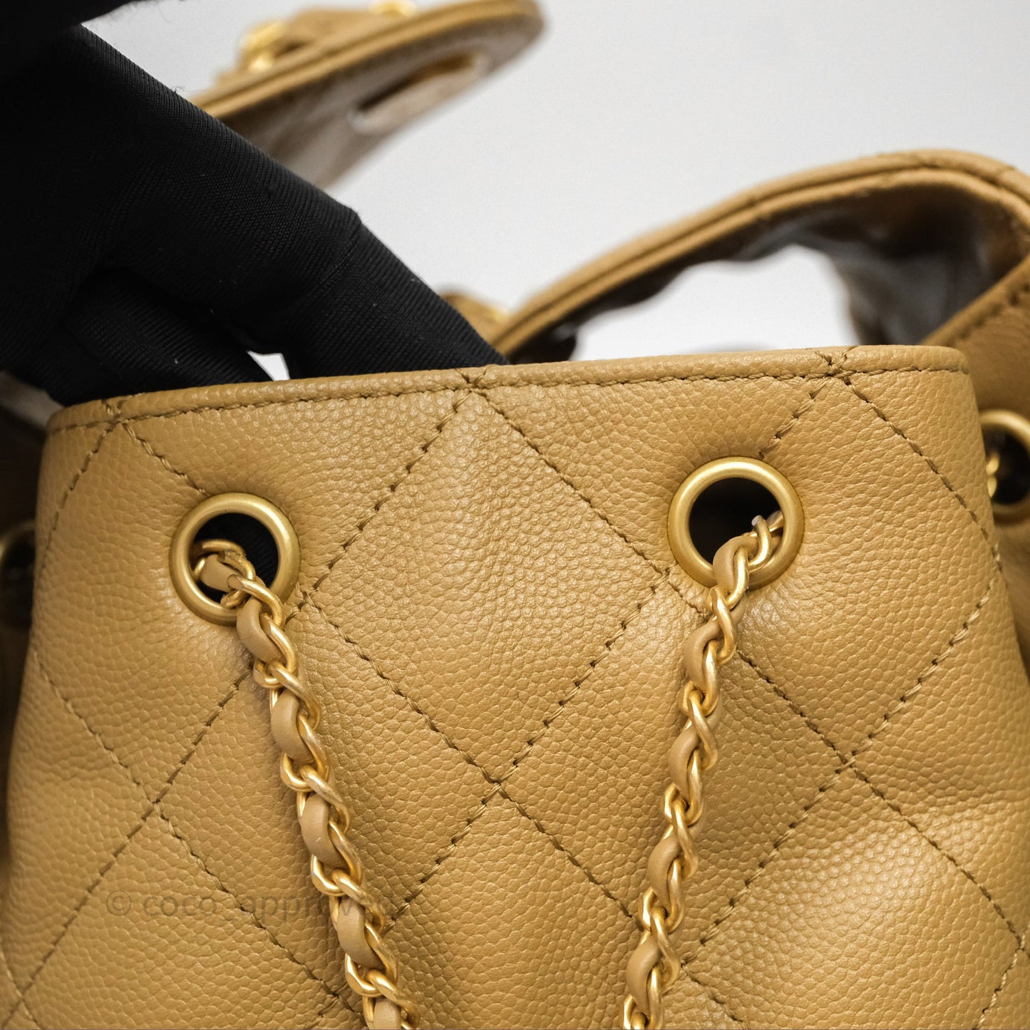 Chanel 25 Small Beige Caviar Aged Gold Hardware
