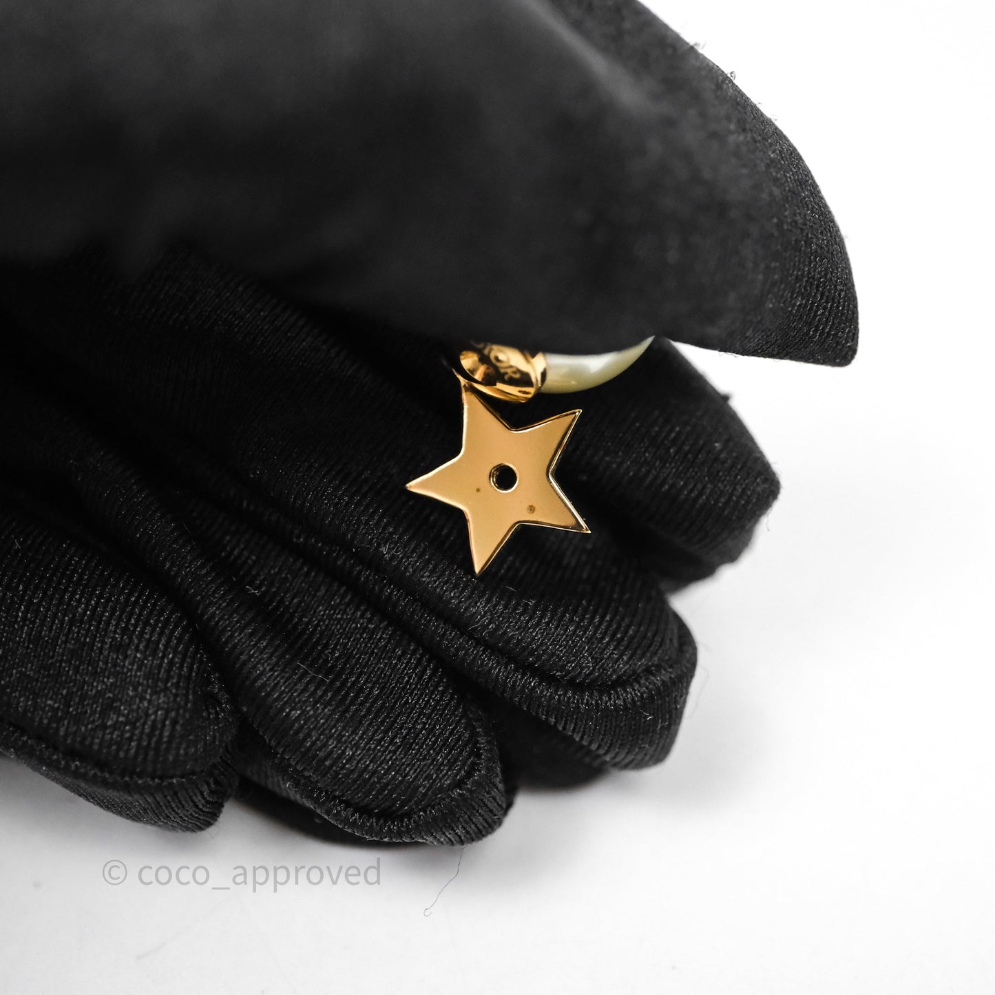 Christian Dior Pearl Tribales CD Drop Star Earrings Gold Tone
