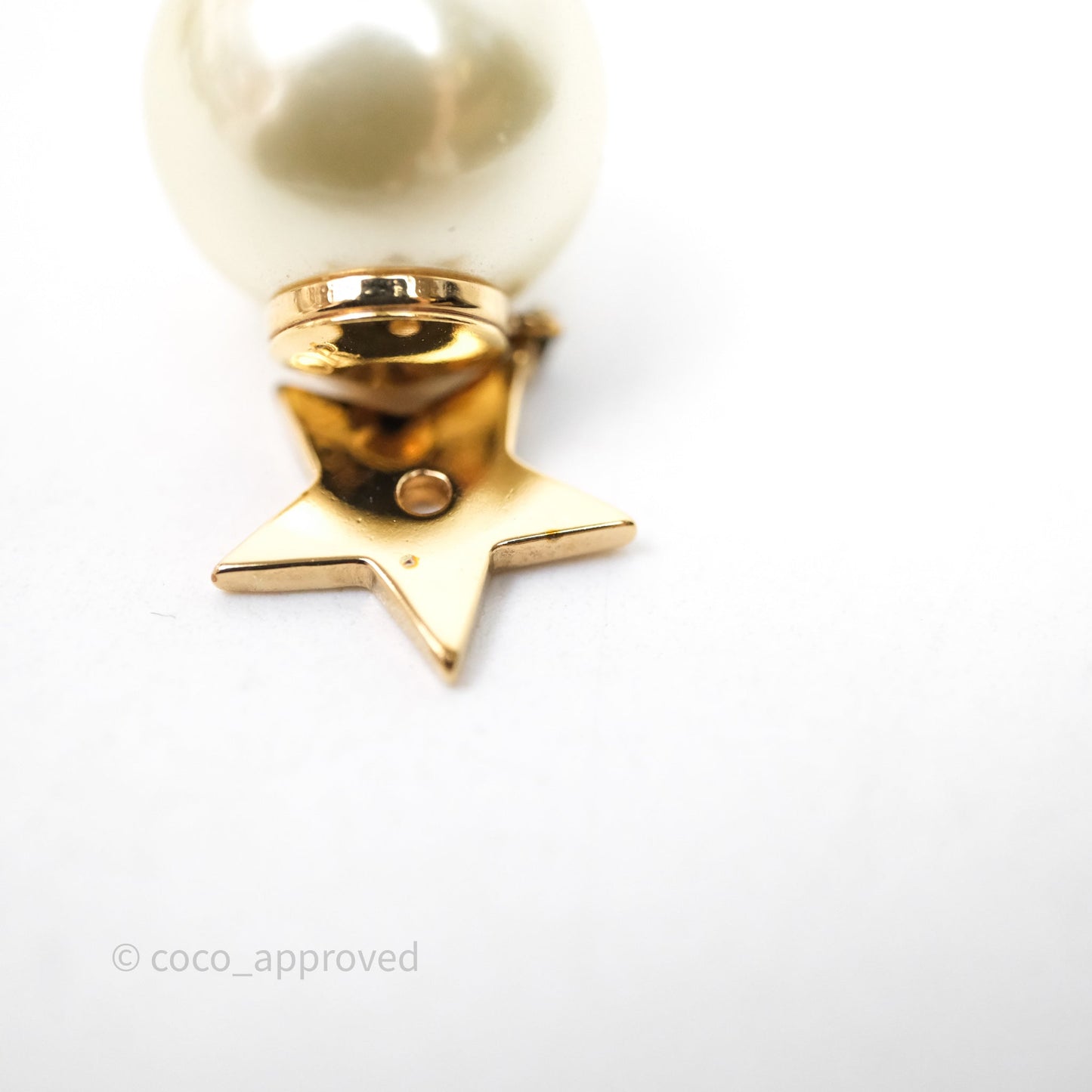 Christian Dior Pearl Tribales CD Drop Star Earrings Gold Tone