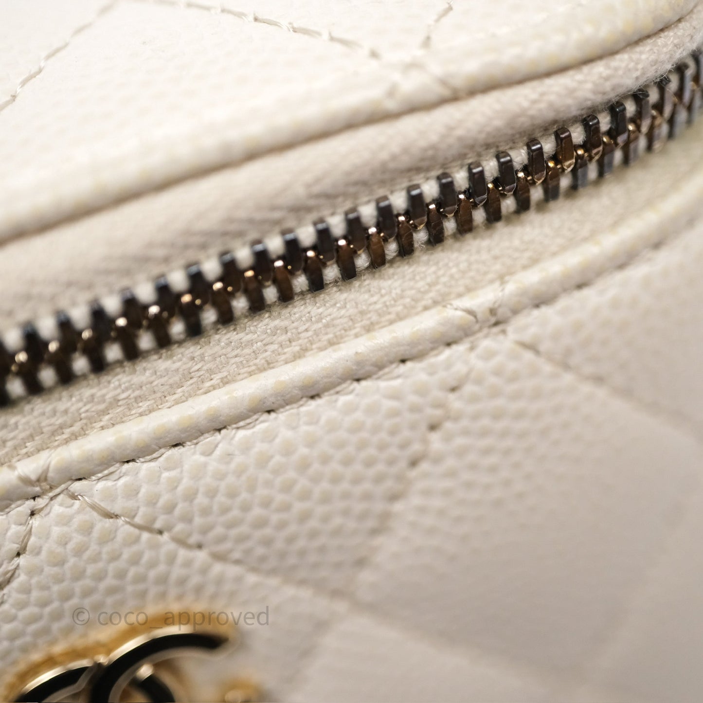 Chanel Classic Mini Vanity With Chain Light Beige Caviar Gold Hardware